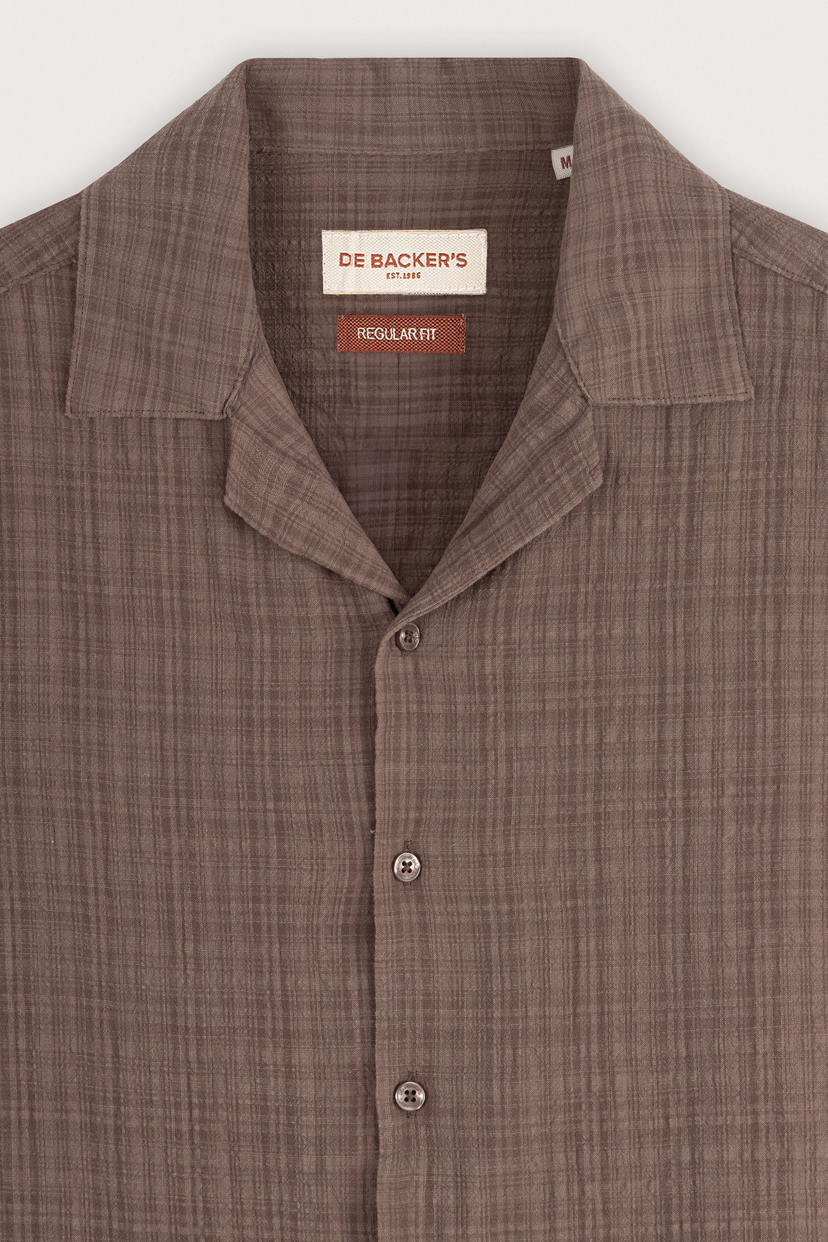 Coffee Linen-Blend Short-Sleeve Shirt