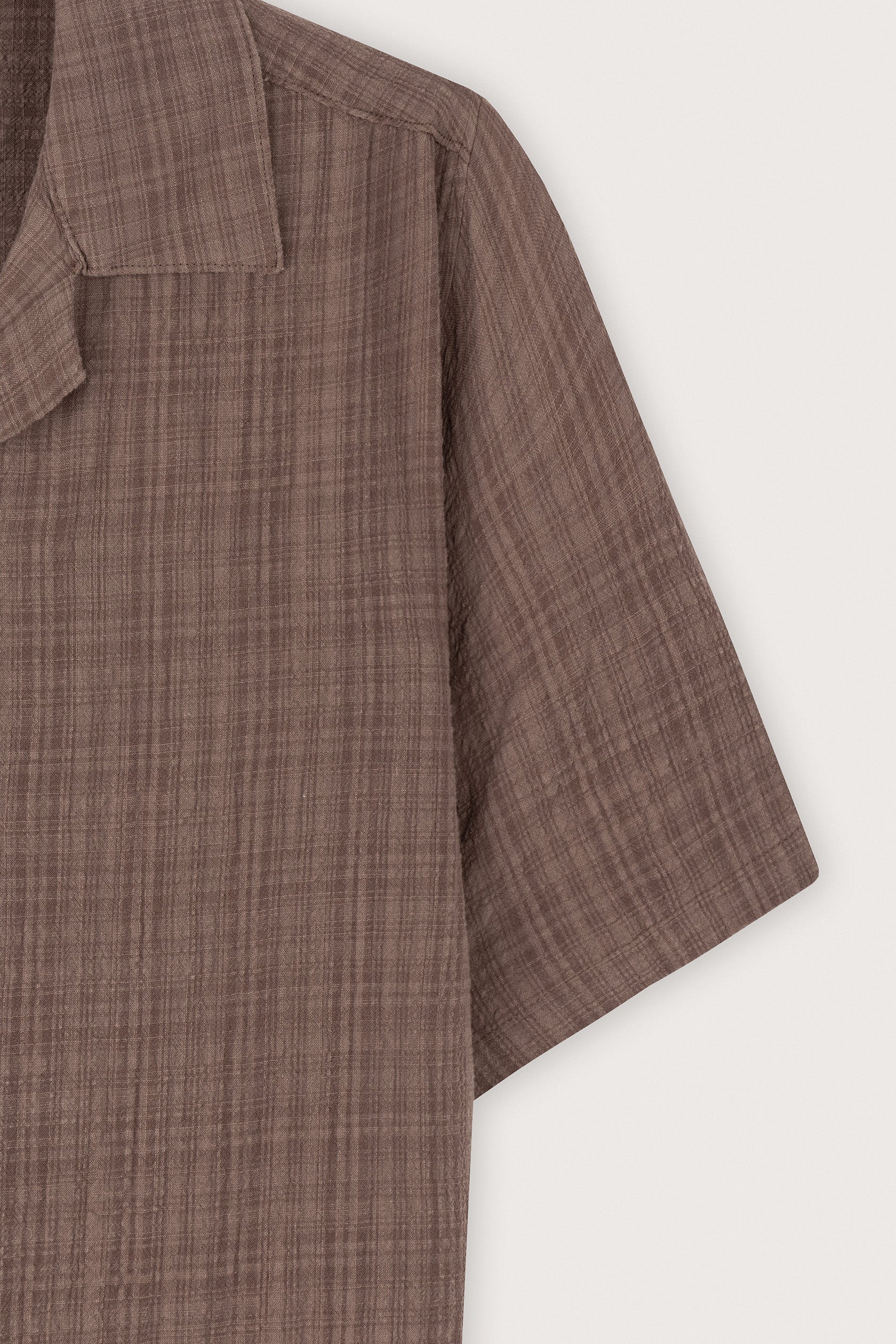 Coffee Linen-Blend Short-Sleeve Shirt