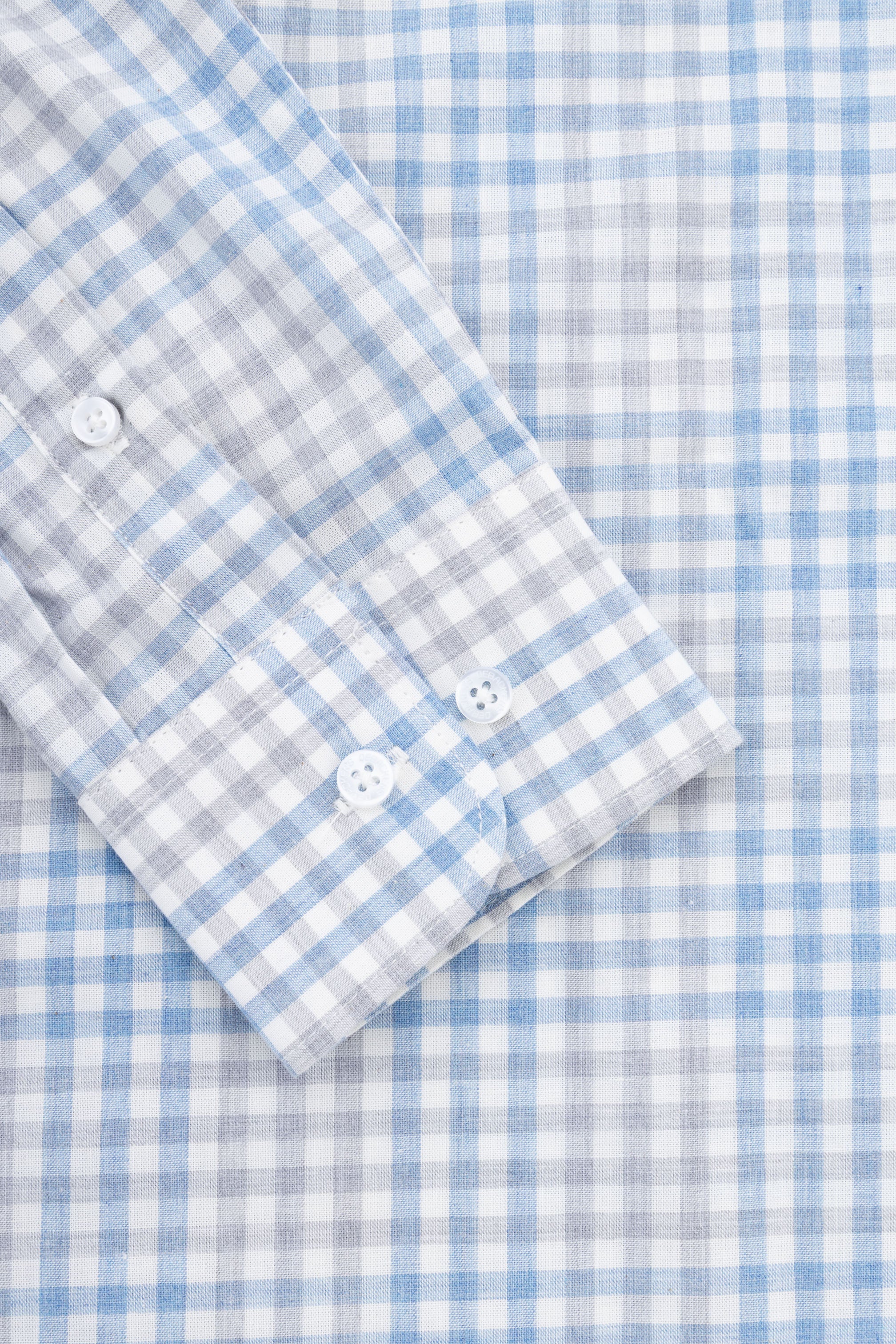 Light Blue Checked Casual Shirt