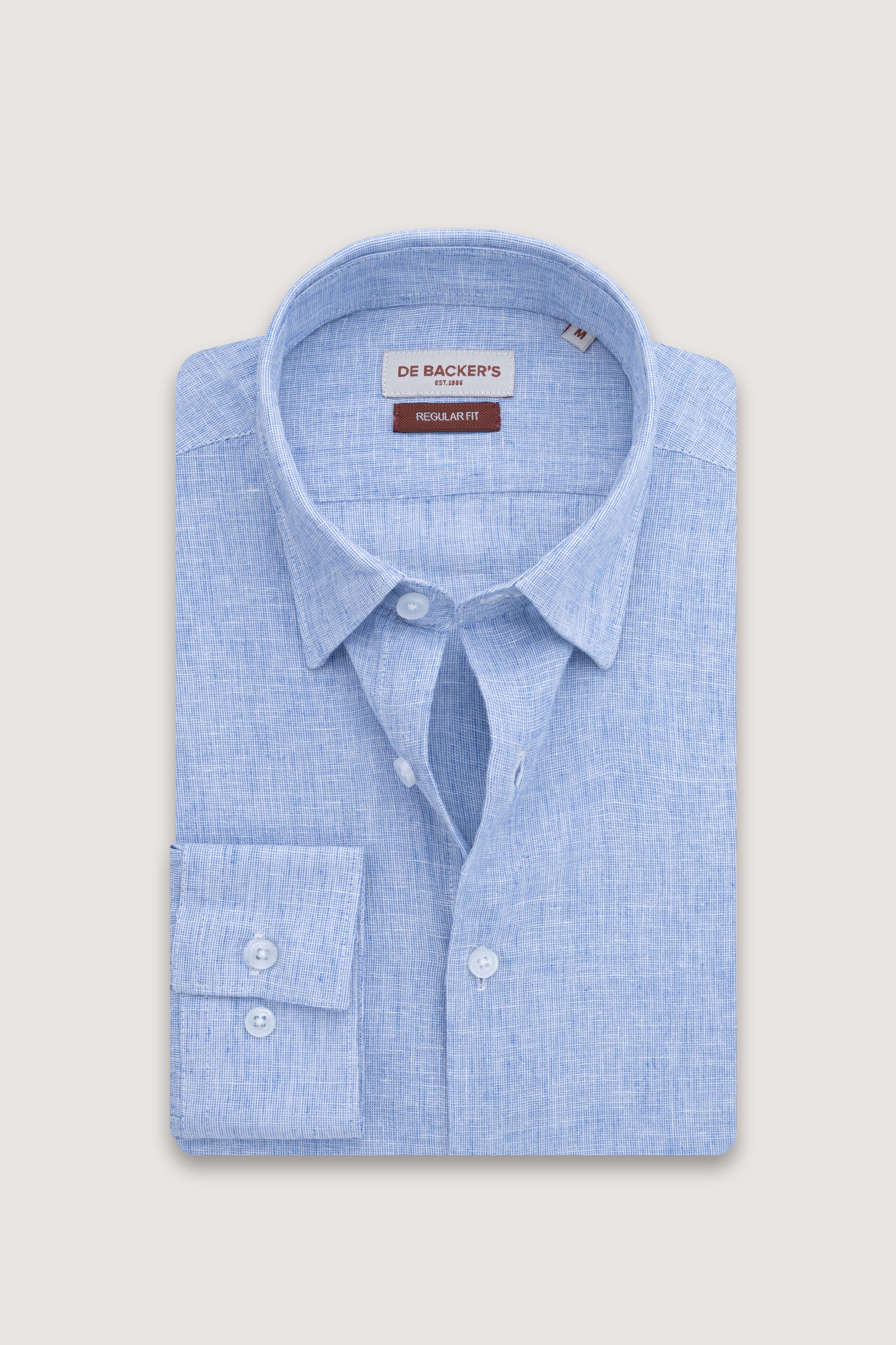 Light Blue Linen Blend Casual Shirt