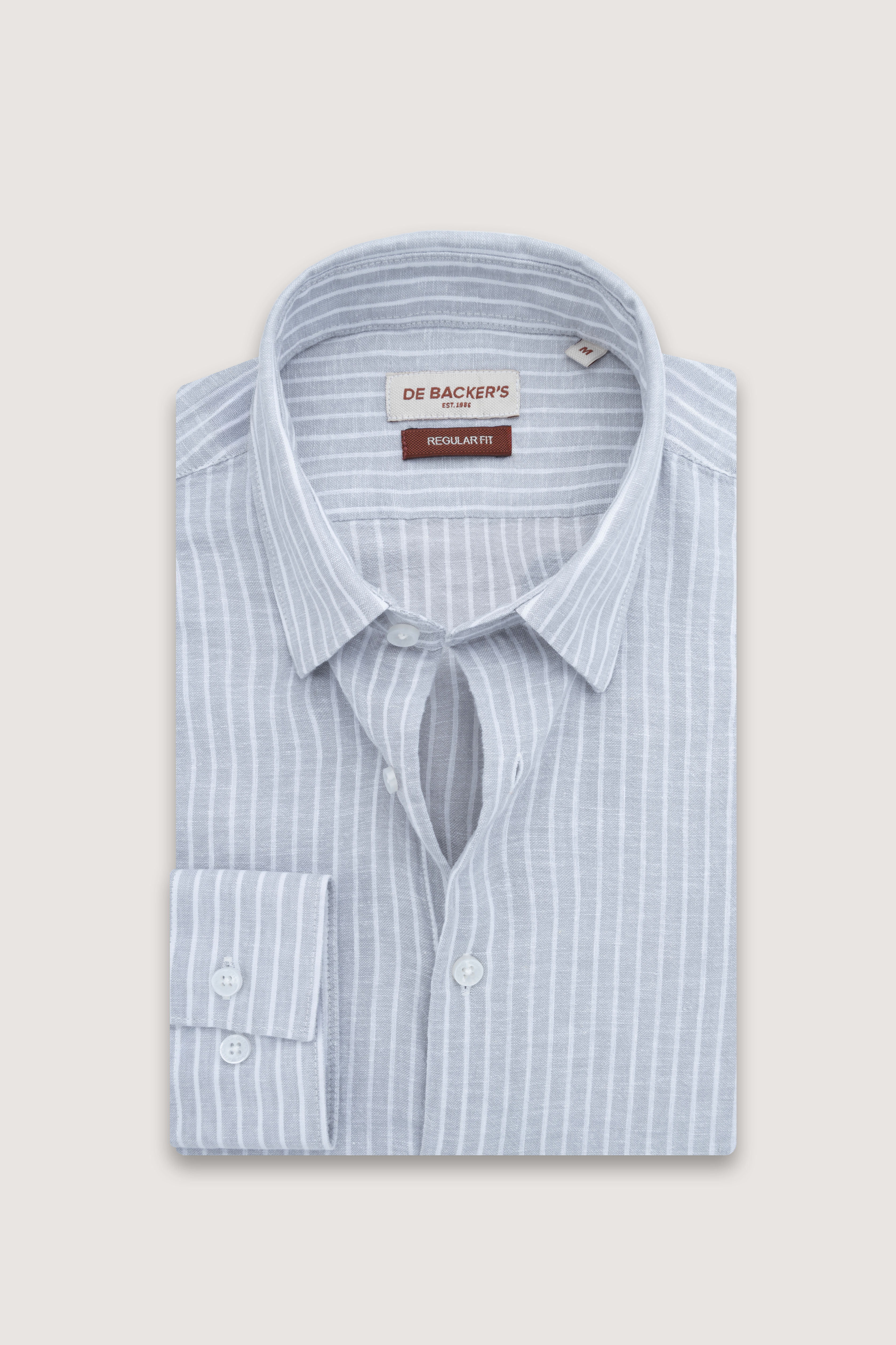 Light Gray Striped Linen Blend Casual Shirt