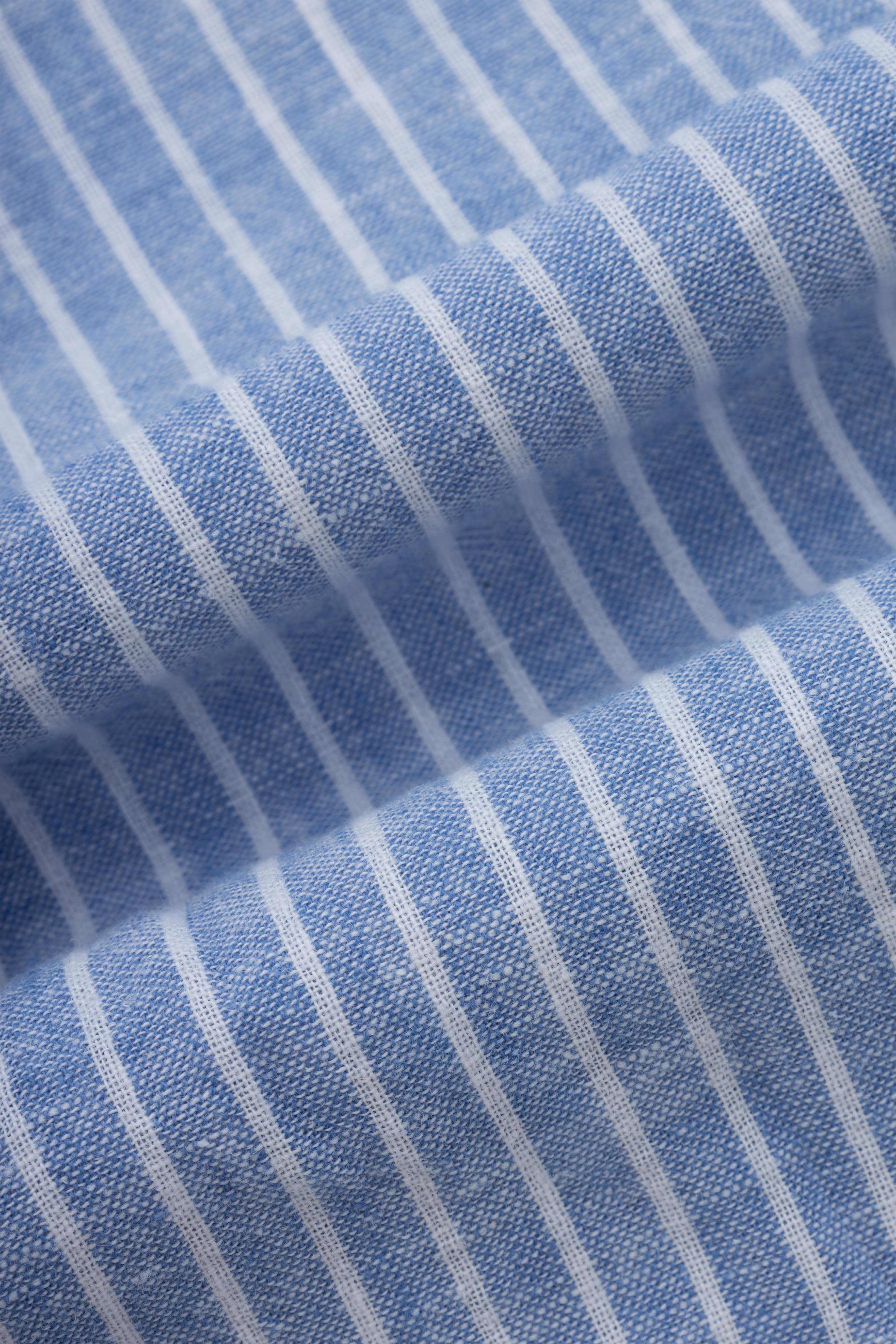Blue Striped Linen Blend Casual Shirt