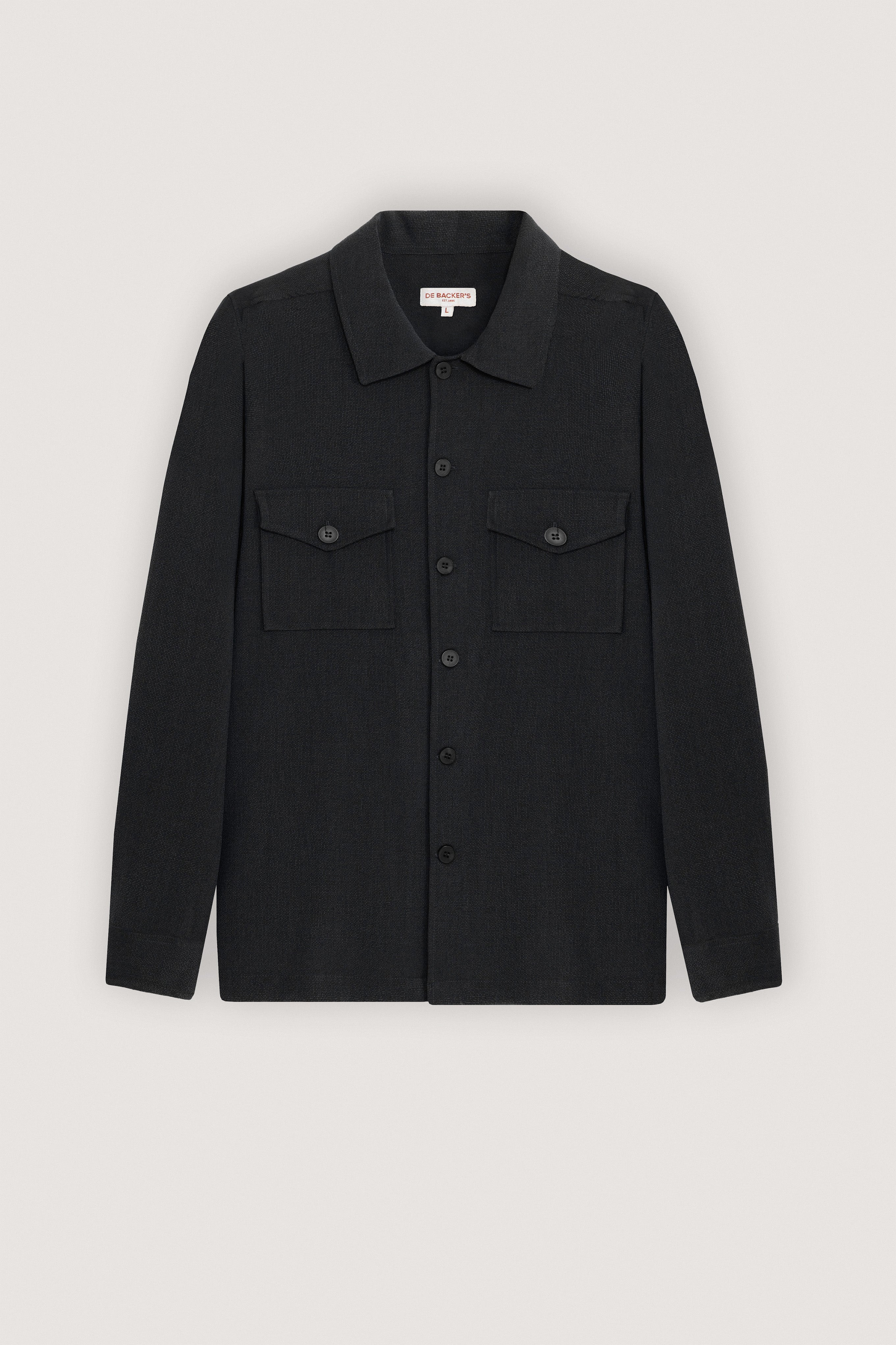 Black Micro Textured Overshirt - 1