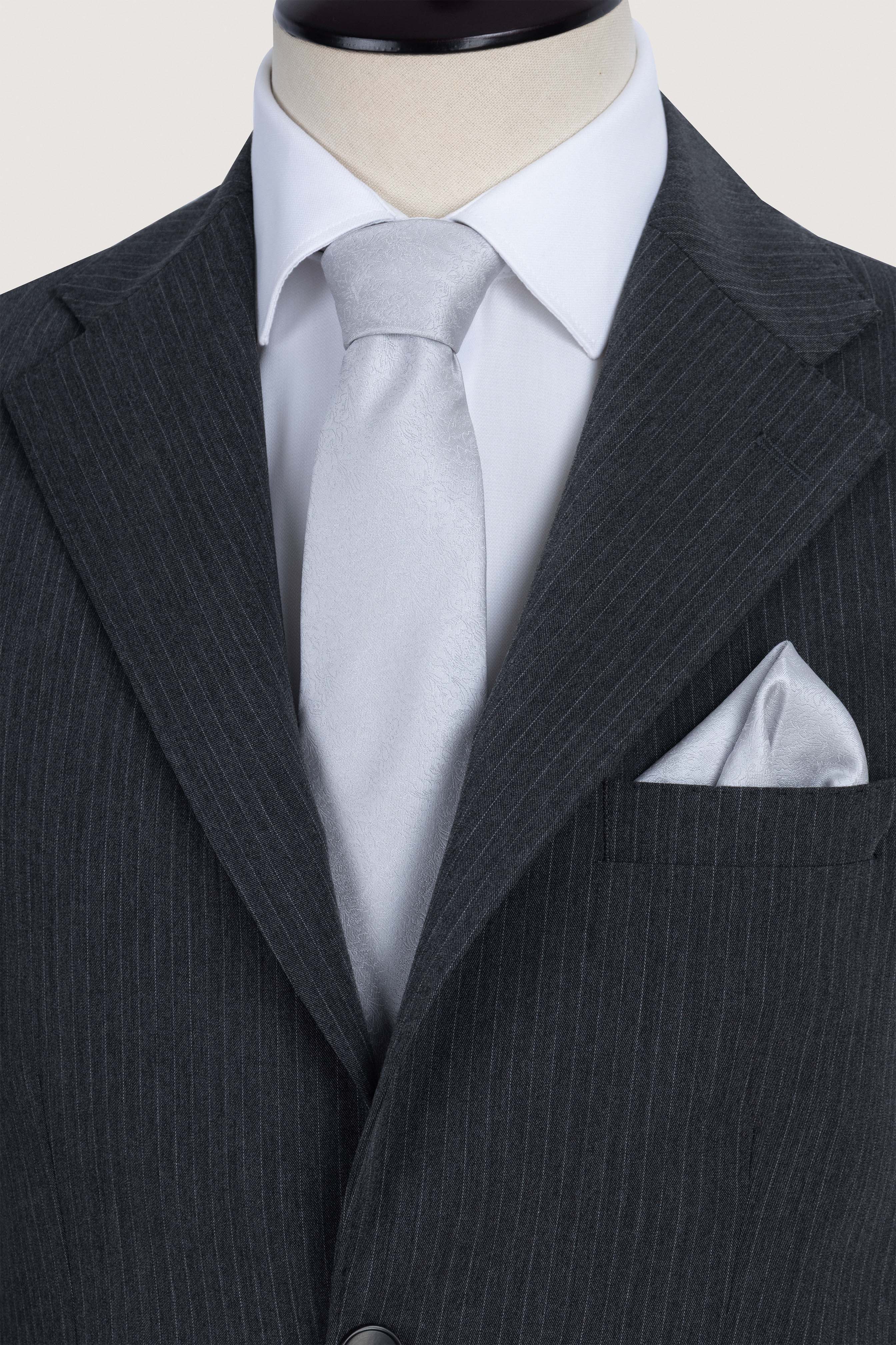 Dark Gray Striped Formal Suit