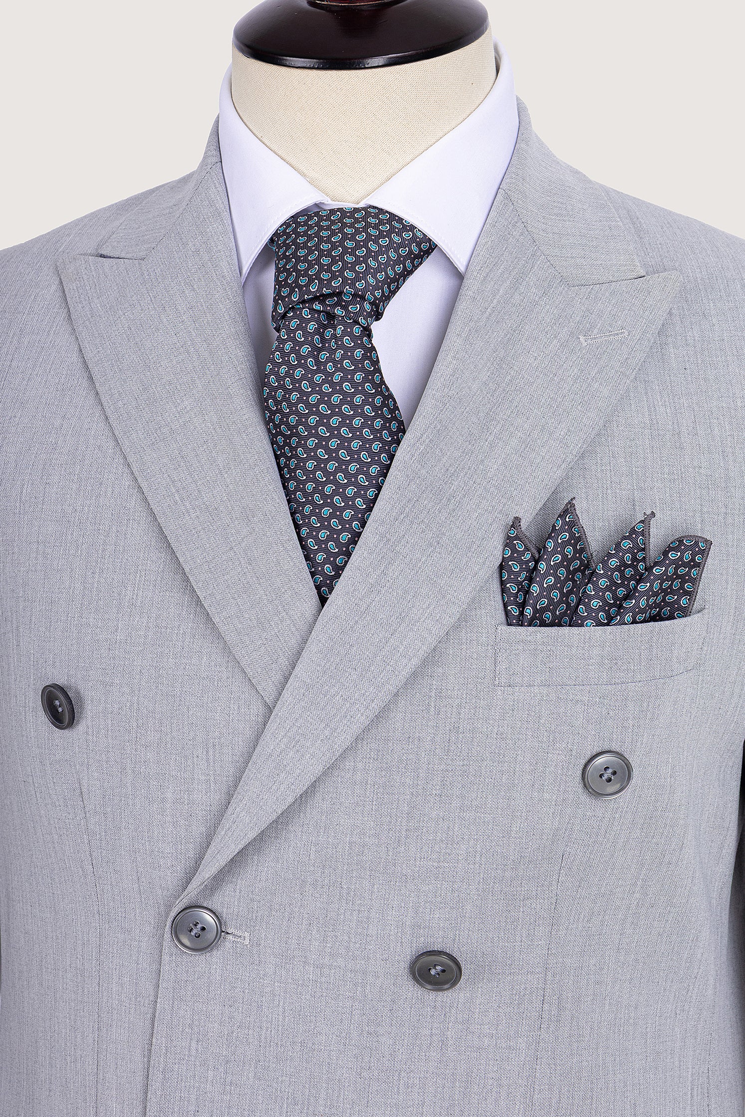 Light Grey Double Breasted Suit - De Backers - 2