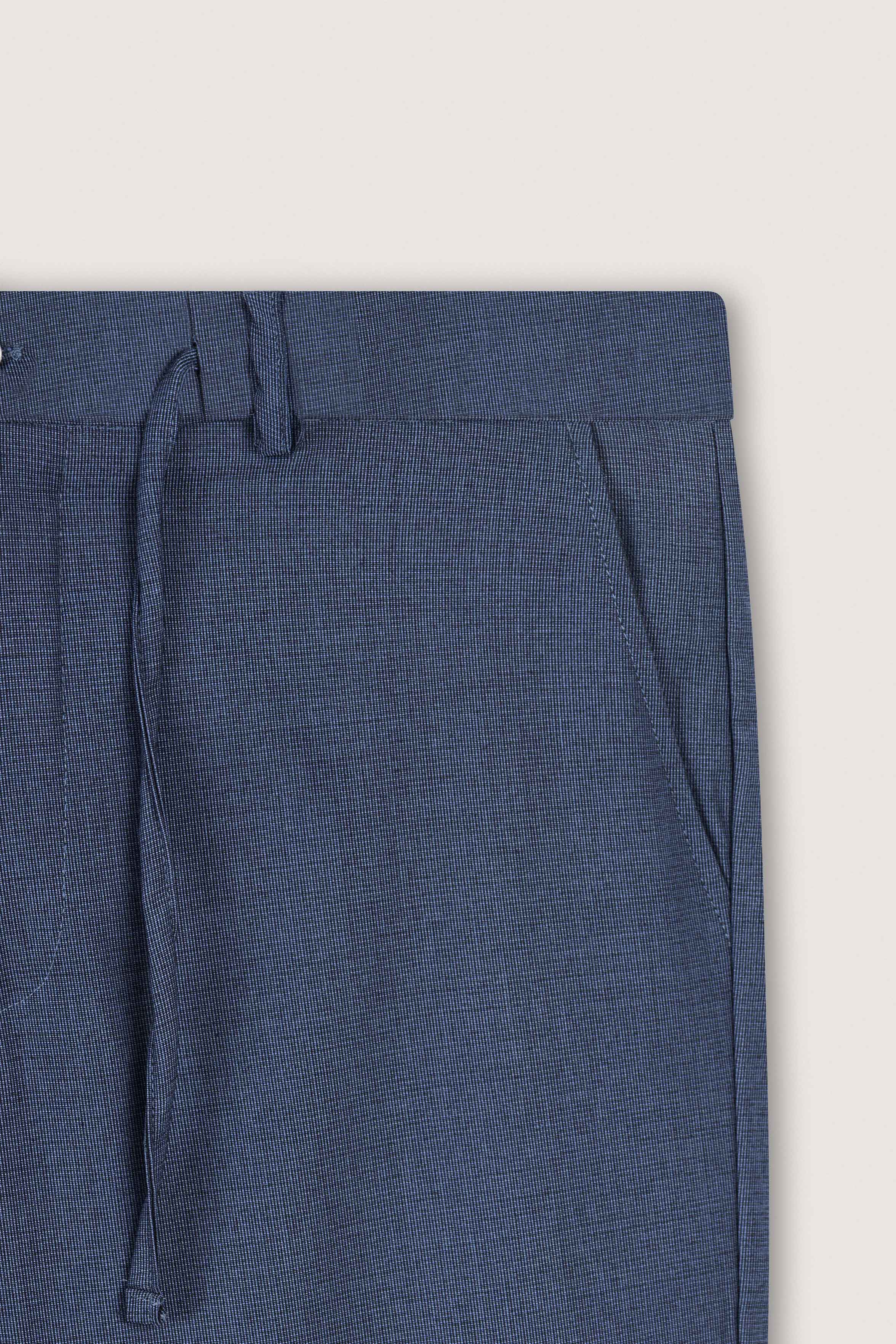 Navy Woven Texture Casual Pants