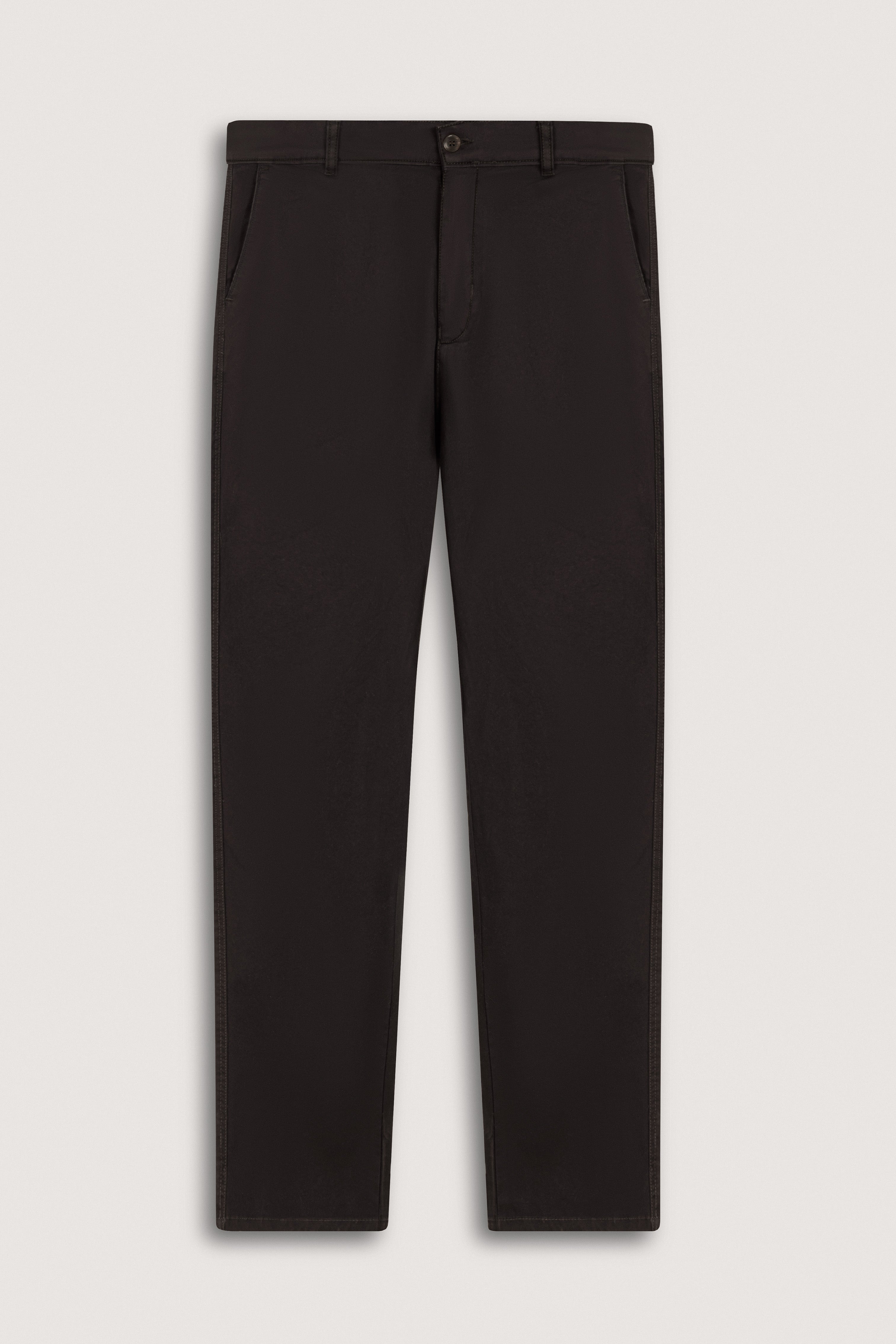 Dark Brown Gabardine Chino Pants