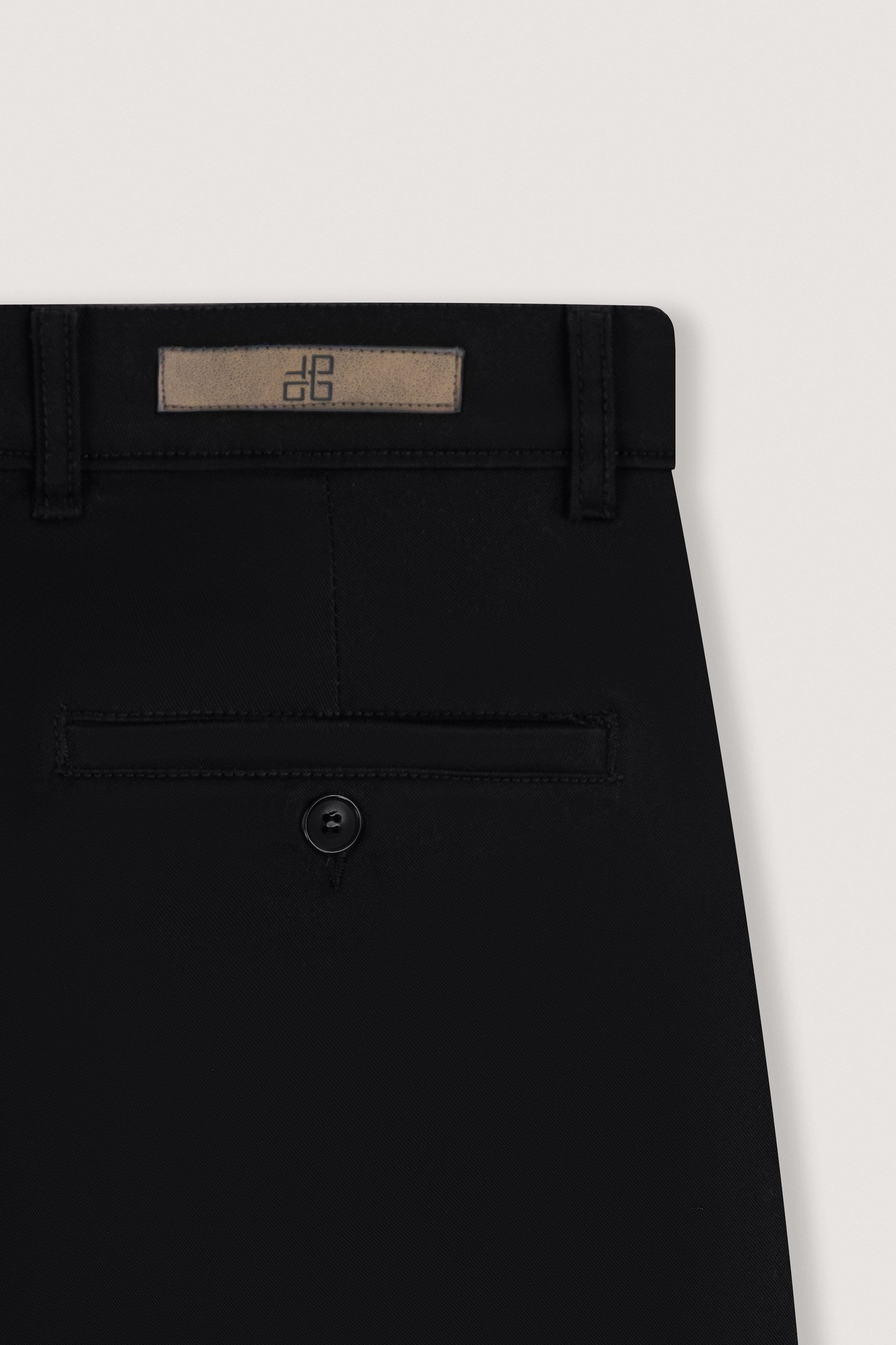 Black Gabardine Chino Pants