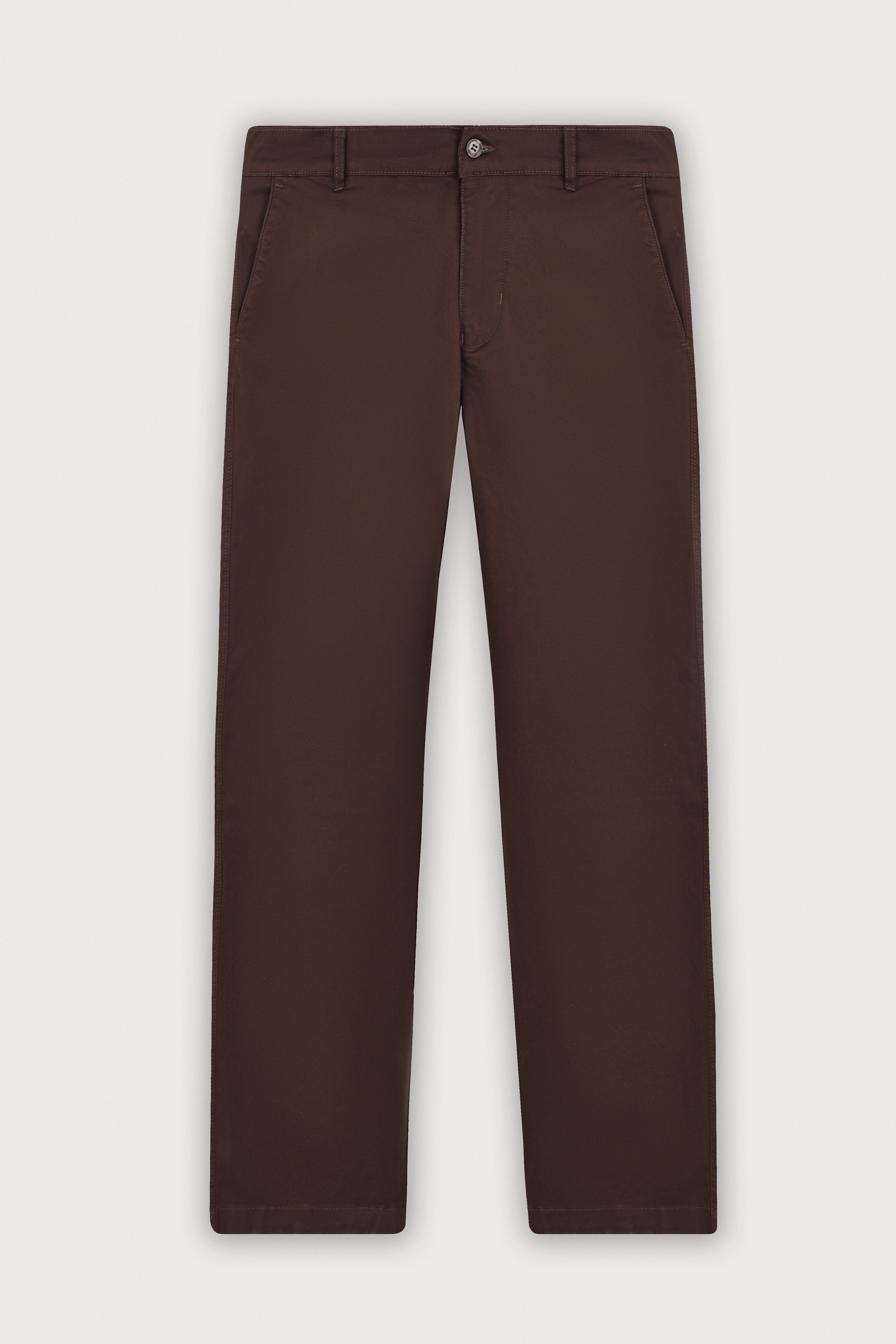 Dark Brown Gabardine Chino Pants - De Backers - 1