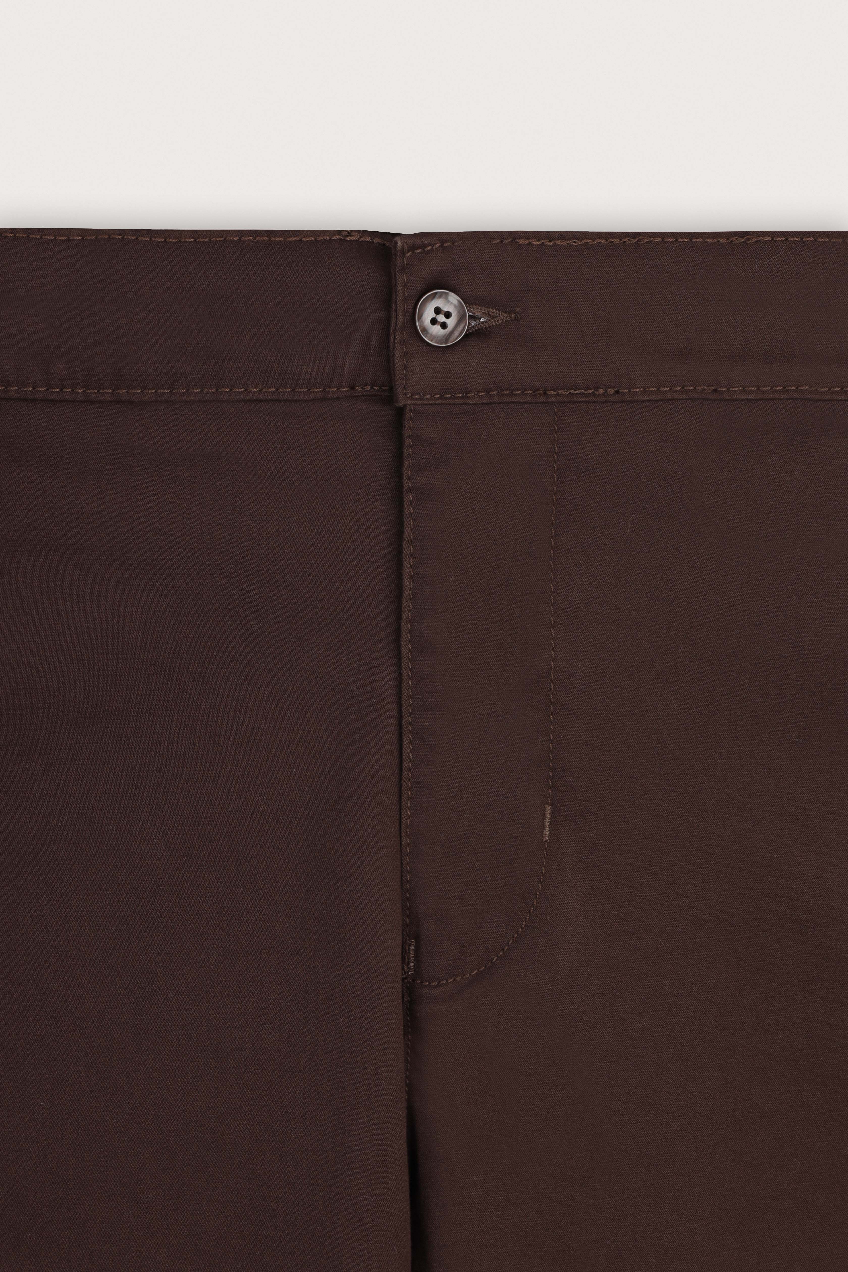 Dark Brown Gabardine Chino Pants - De Backers - 2