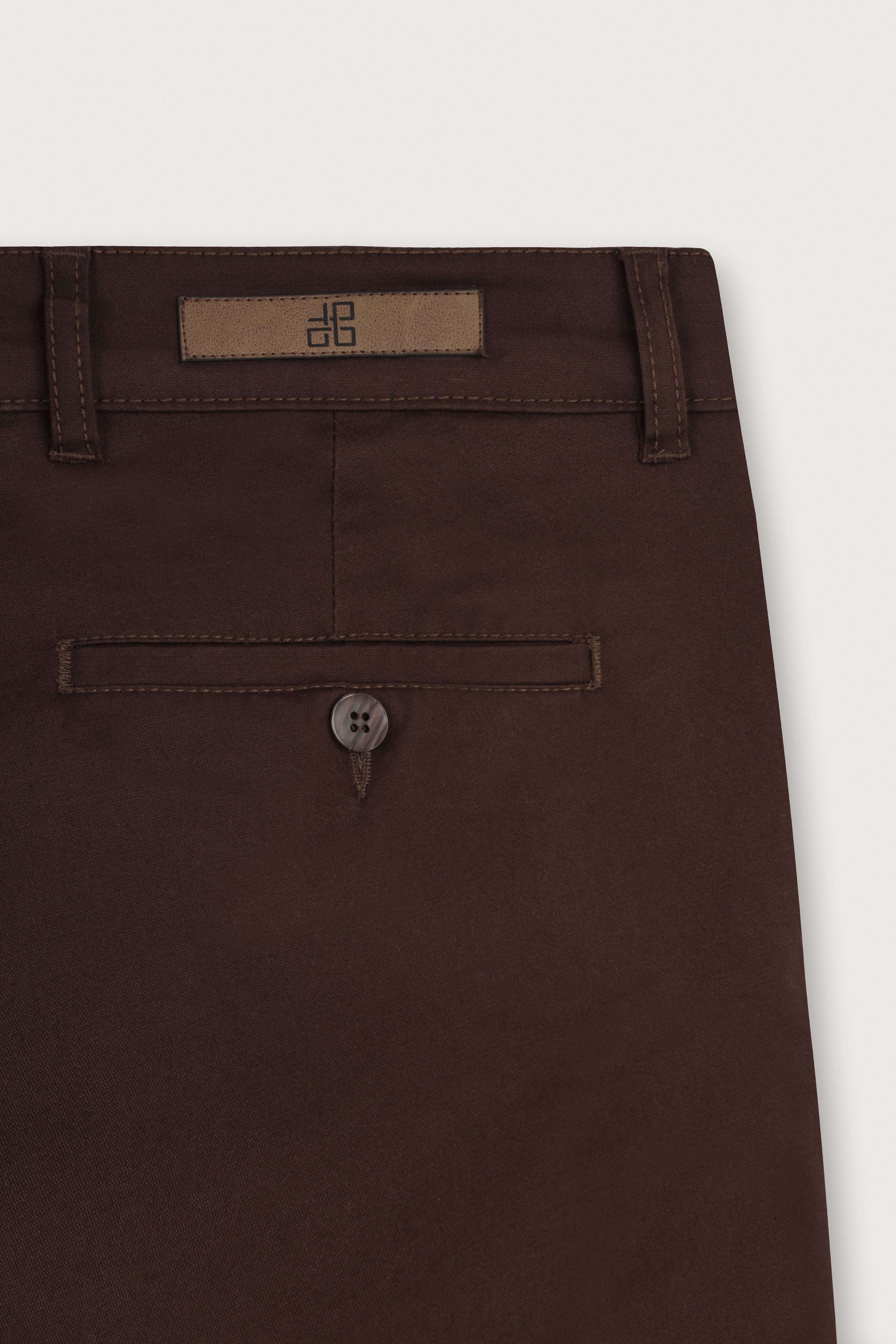 Dark Brown Gabardine Chino Pants - De Backers - 4