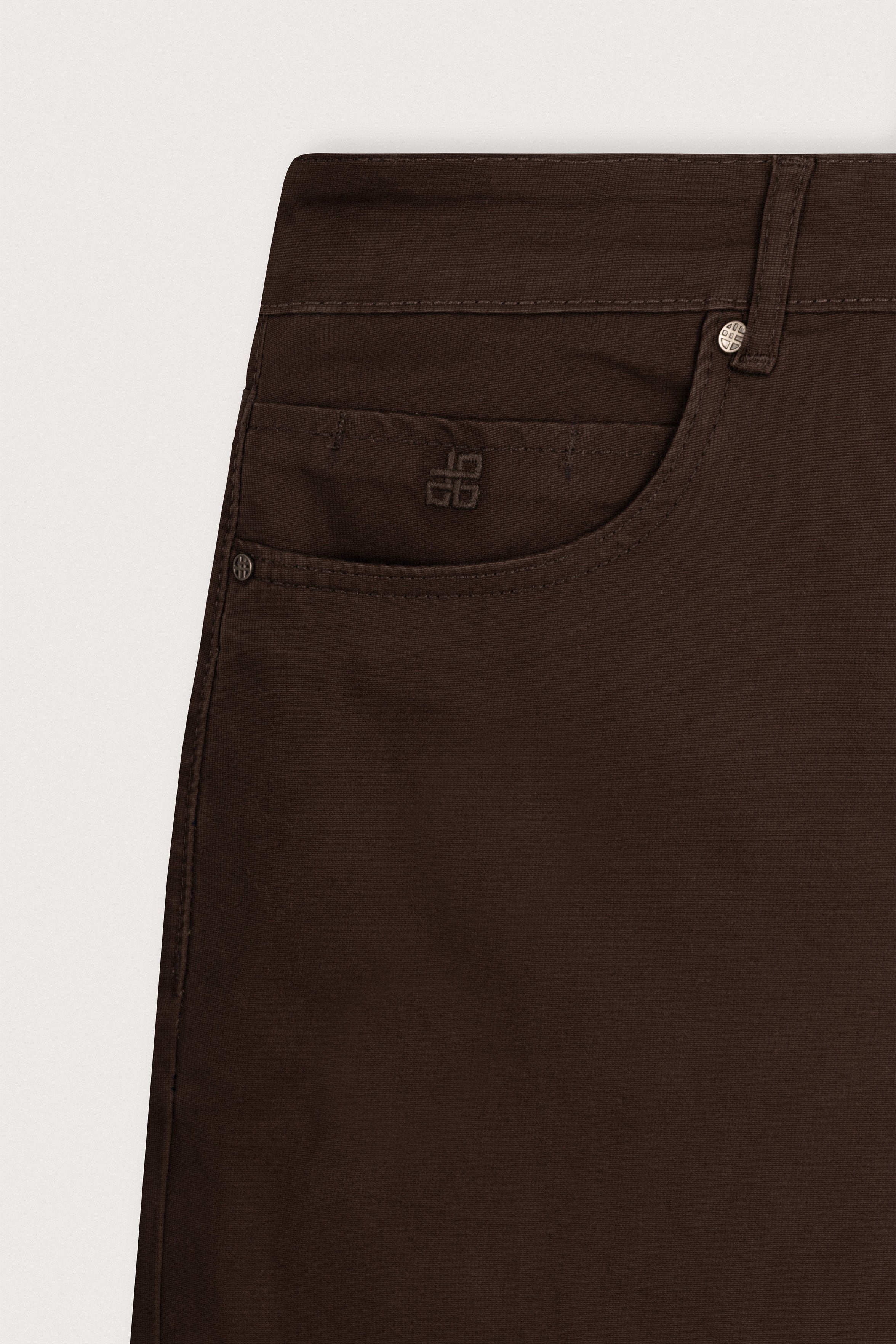 Chocolate Brown Casual Gabardine Pants - De Backers - 3