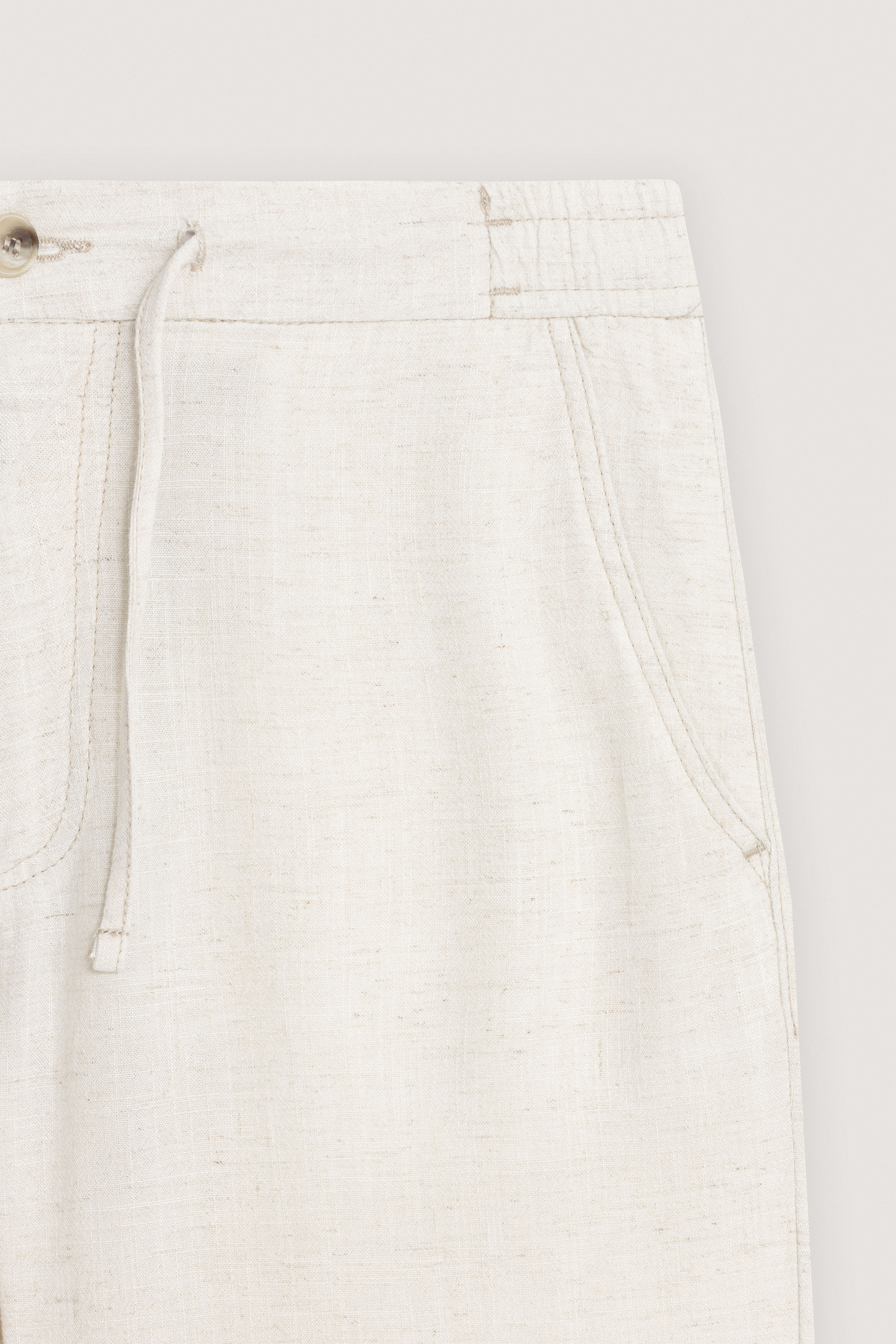 Beige Linen Look Casual Pants