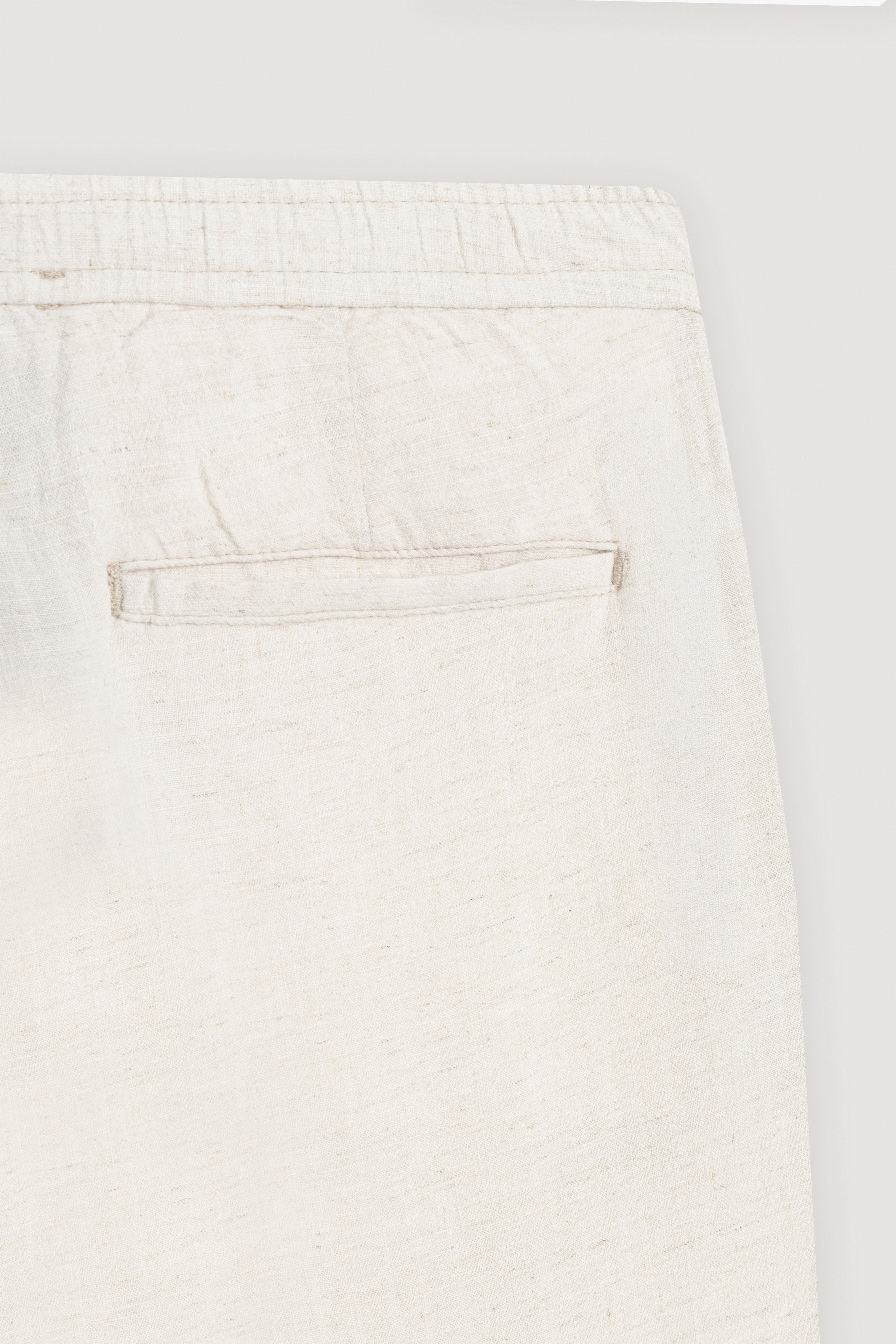 Beige Linen Look Casual Pants