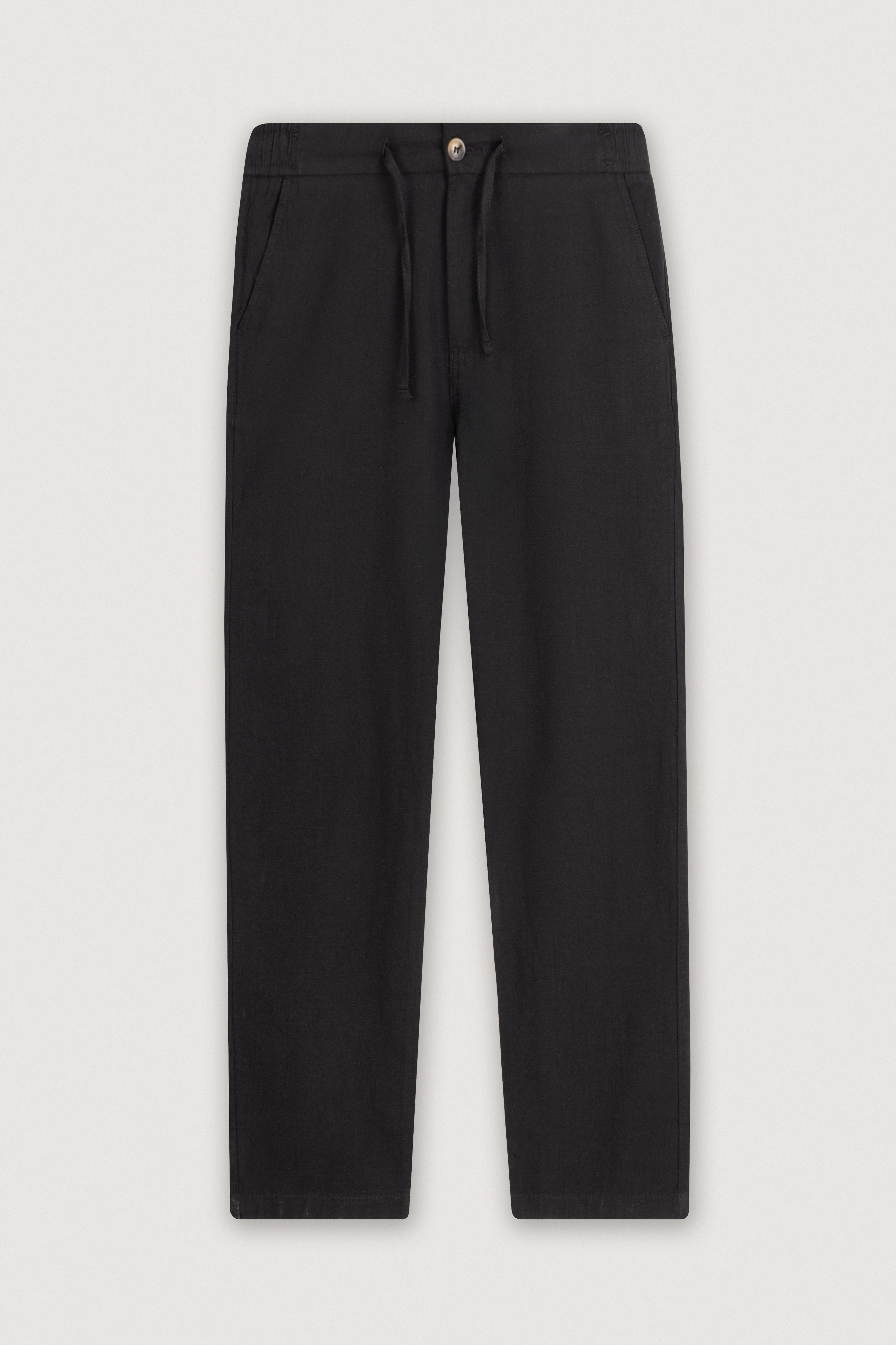 Black Linen Look Casual Pants - De Backers - 1
