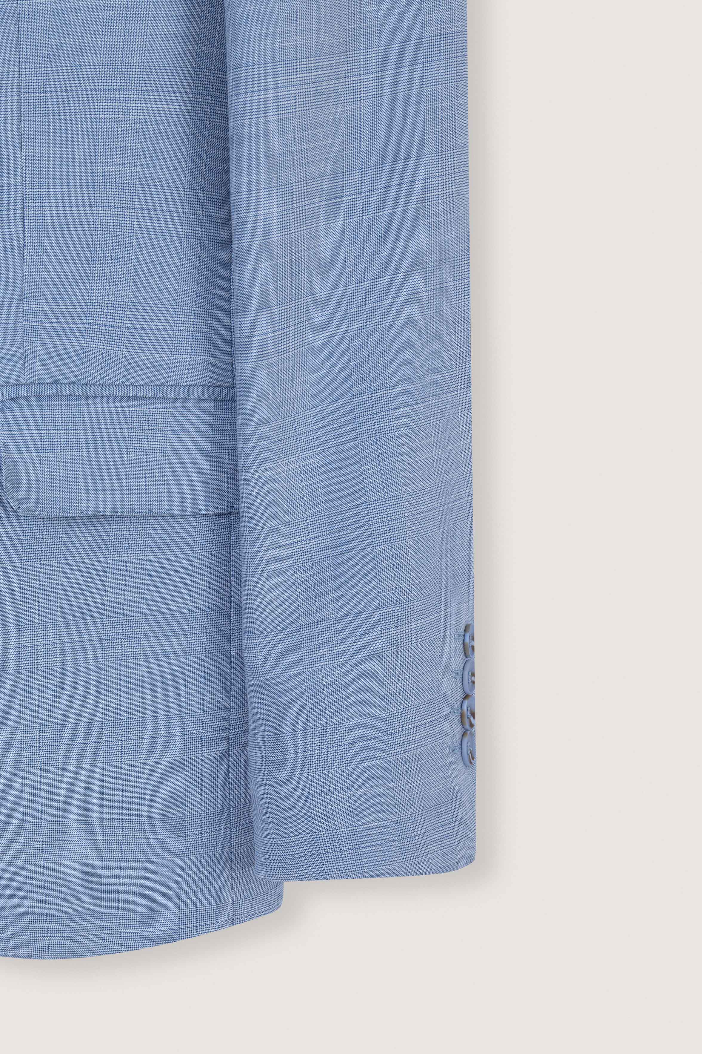 Light Blue Patterned Casual Blazer