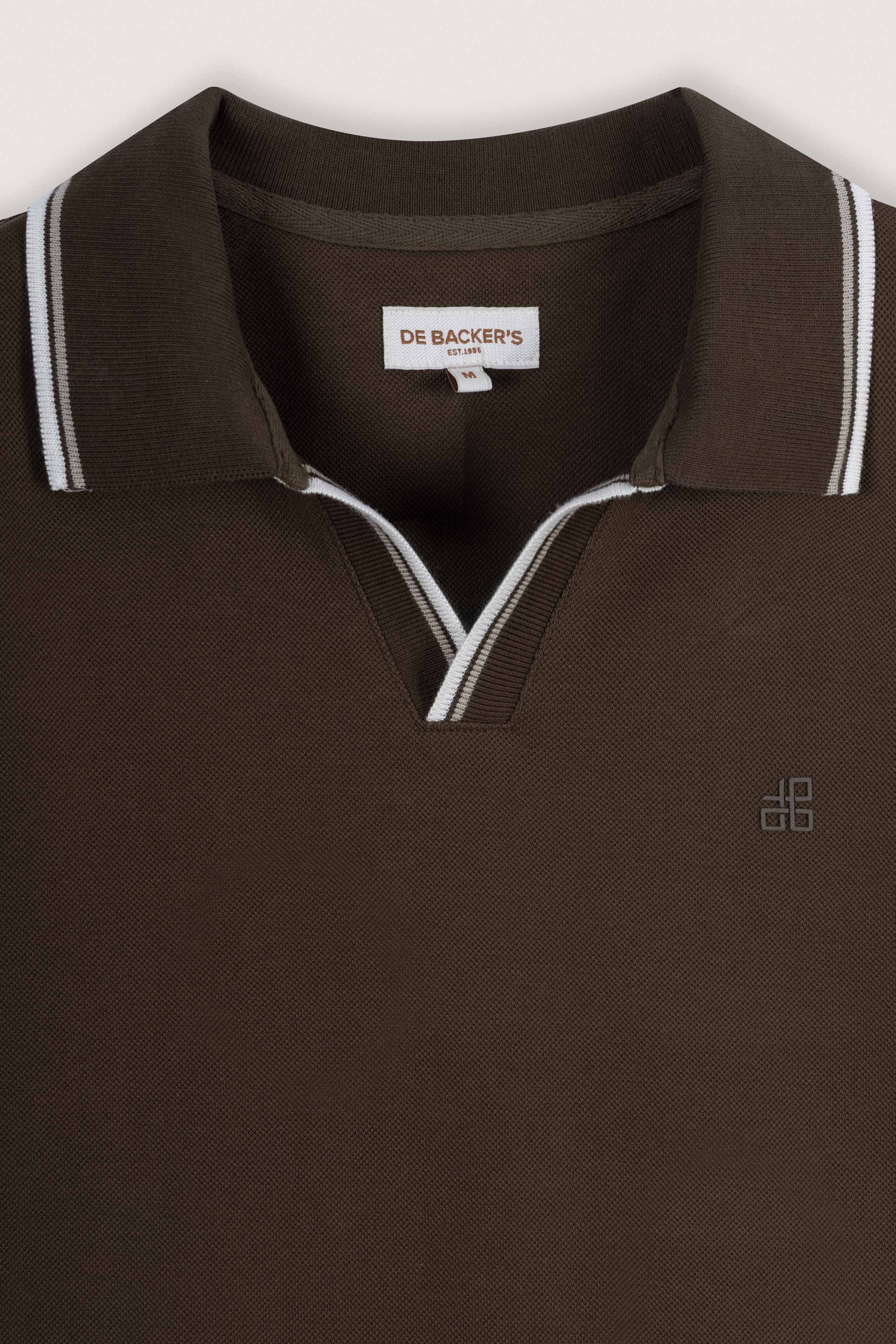 Brown Pique V neck Polo