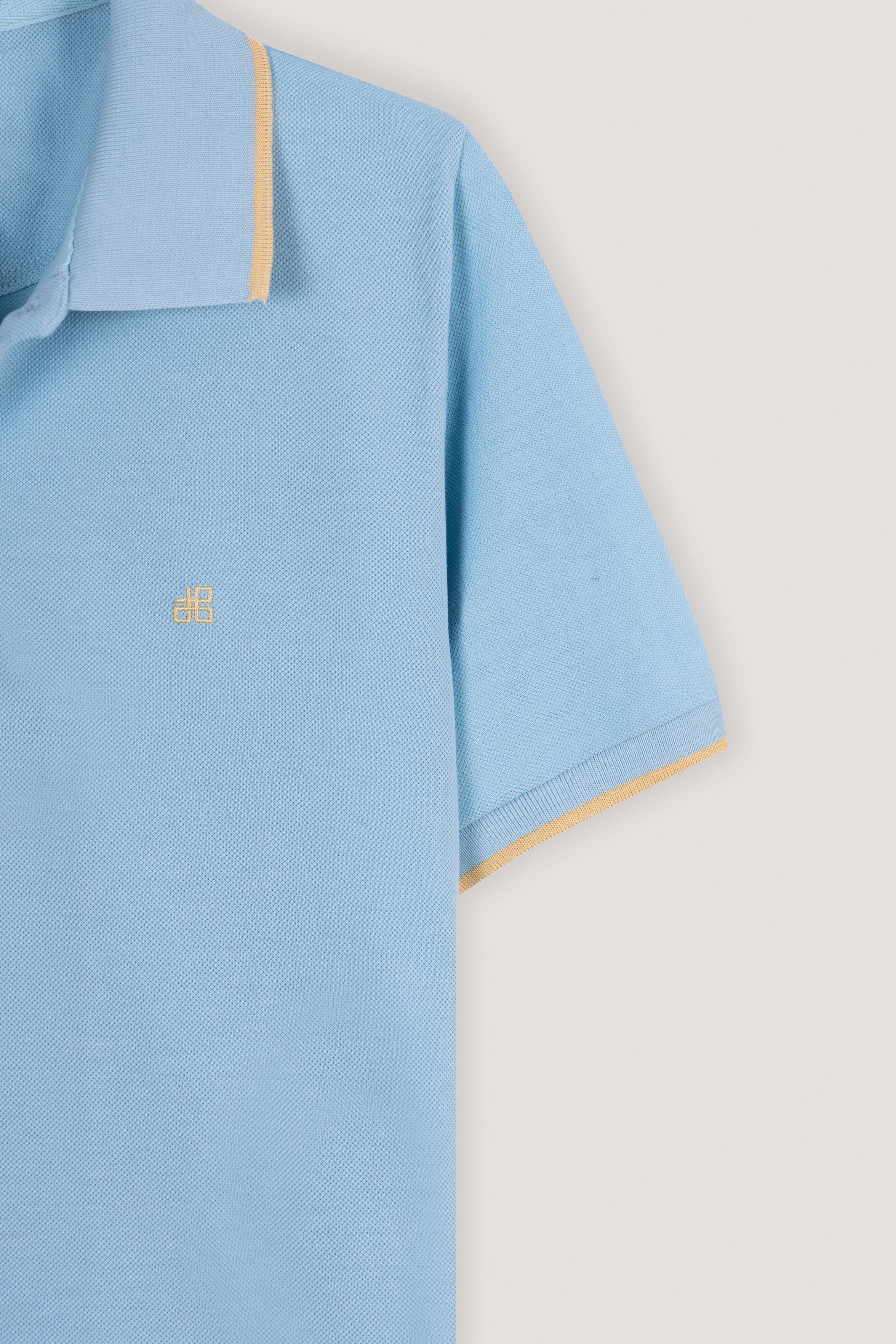 Light Blue Pique V Neck Polo 3