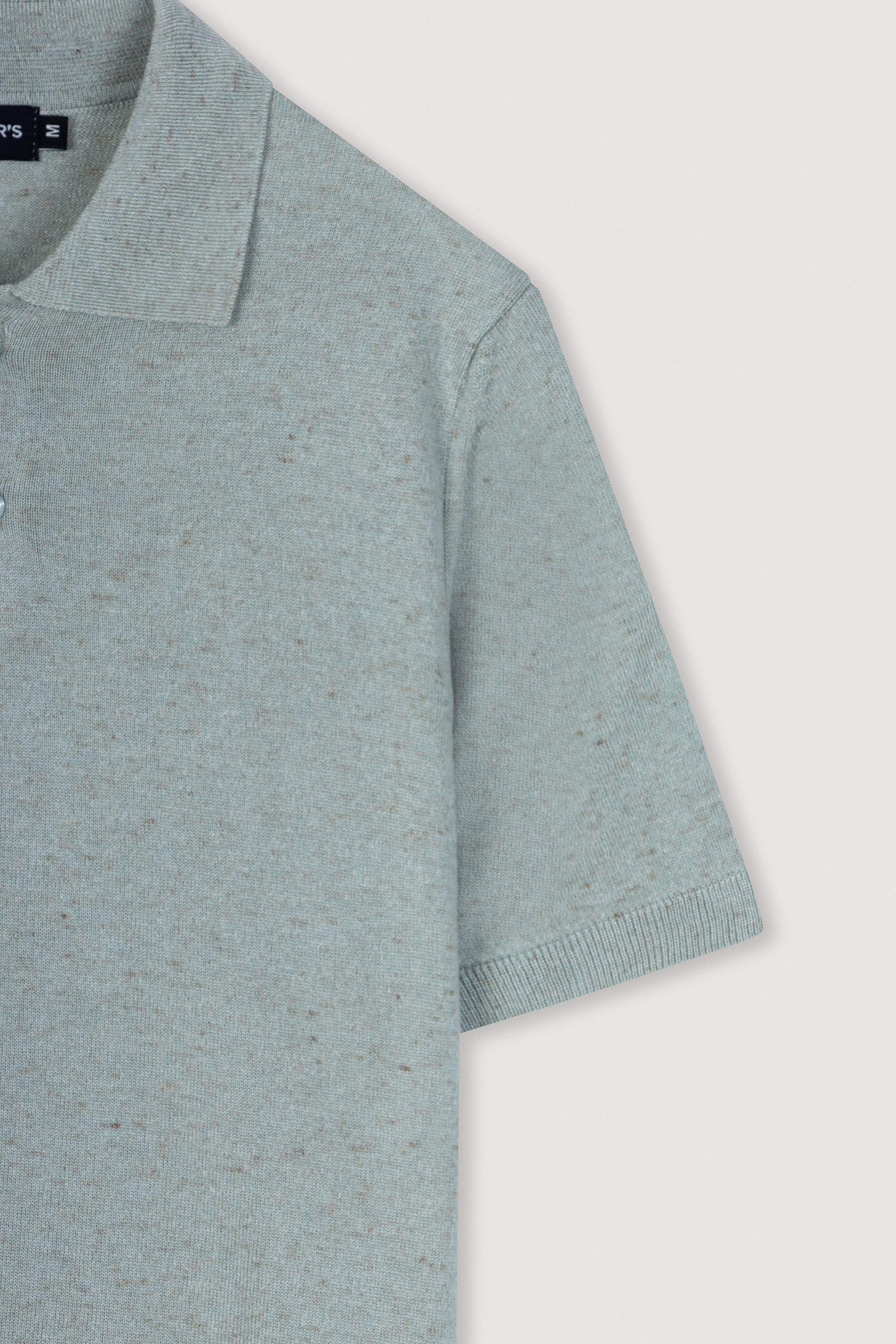 Light Olive Knitted Linen Look Polo T-Shirt