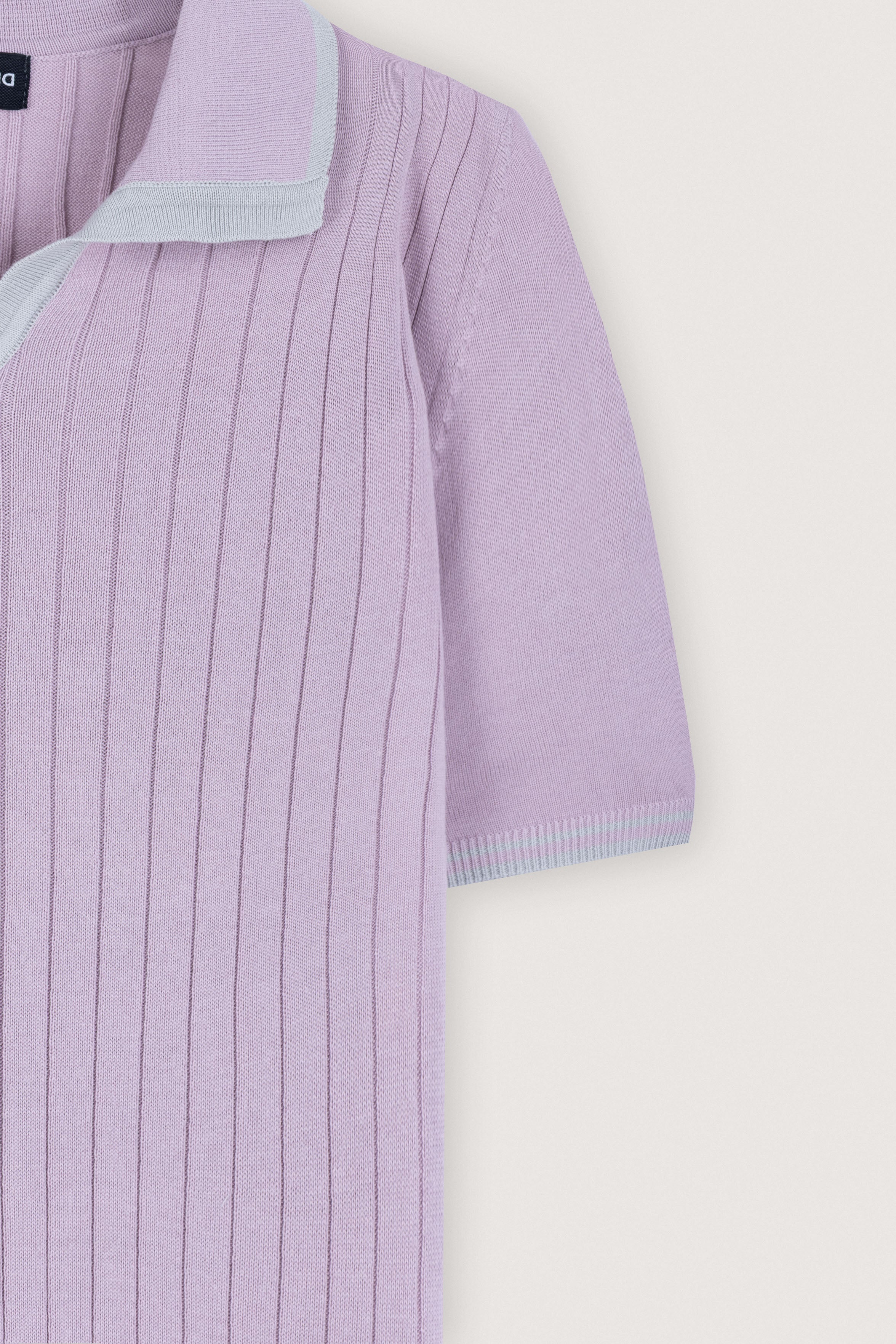 Mauve Knitted V-neck Polo