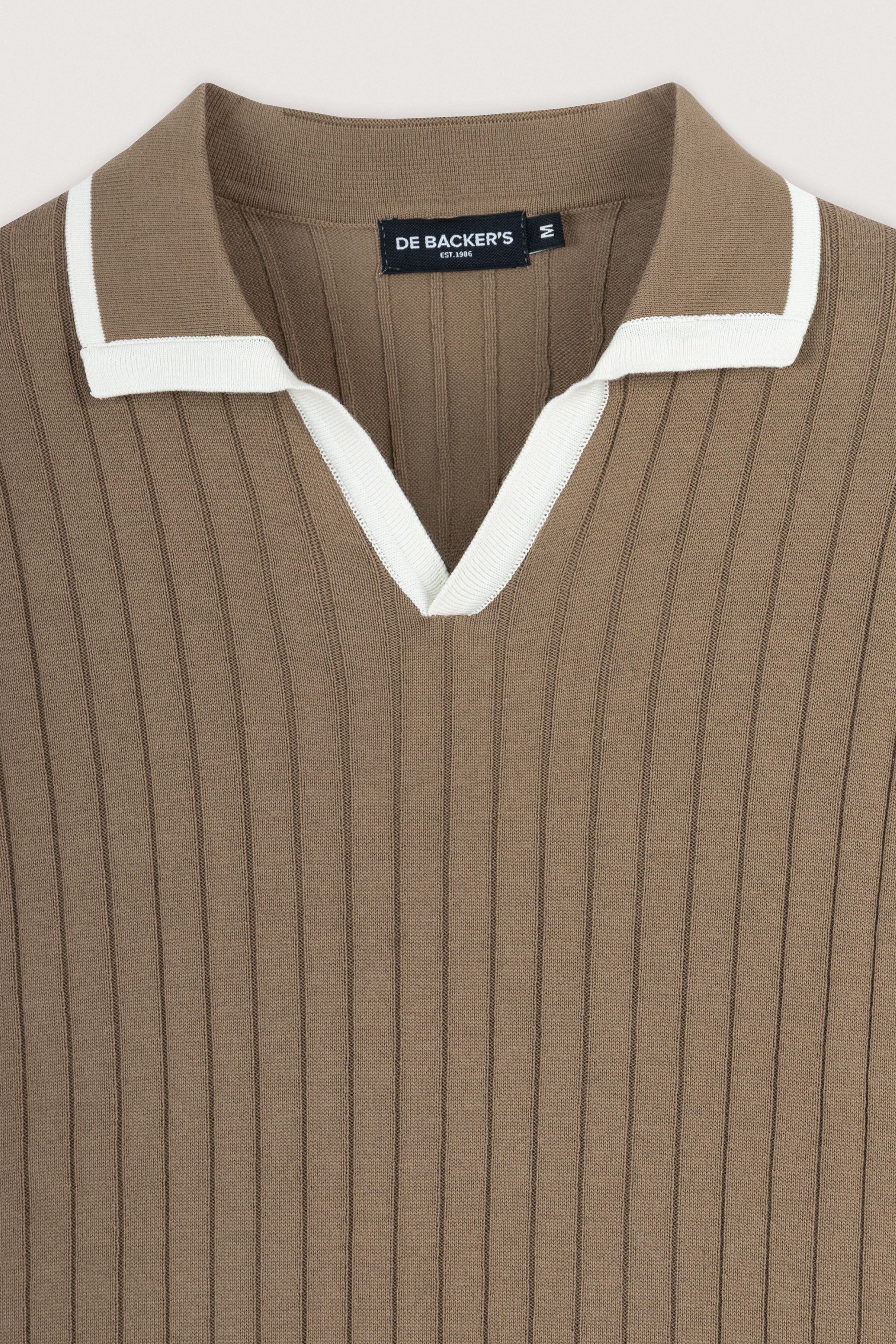 Brown Taupe Knitted V-neck Polo