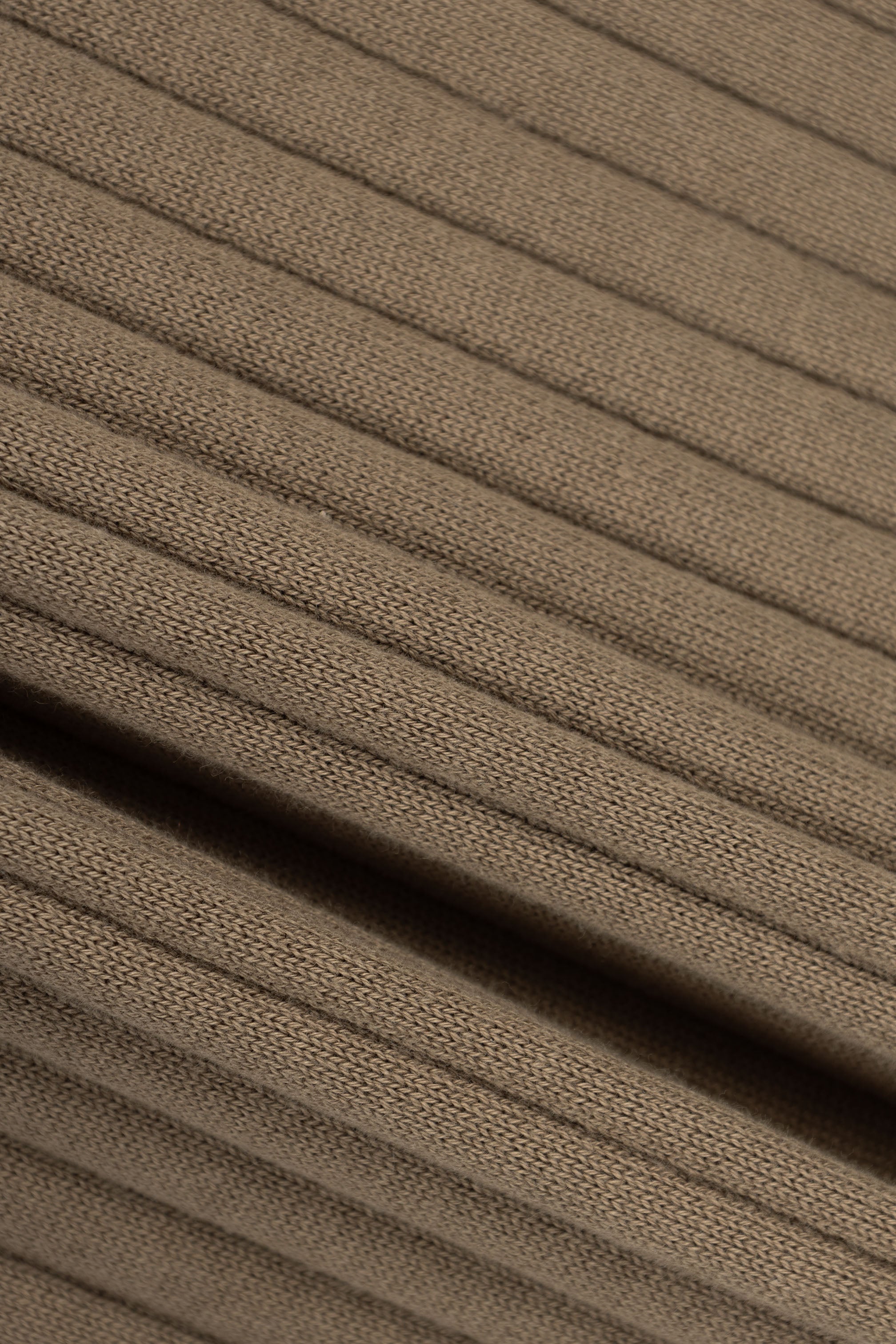 Brown Taupe Knitted V-neck Polo