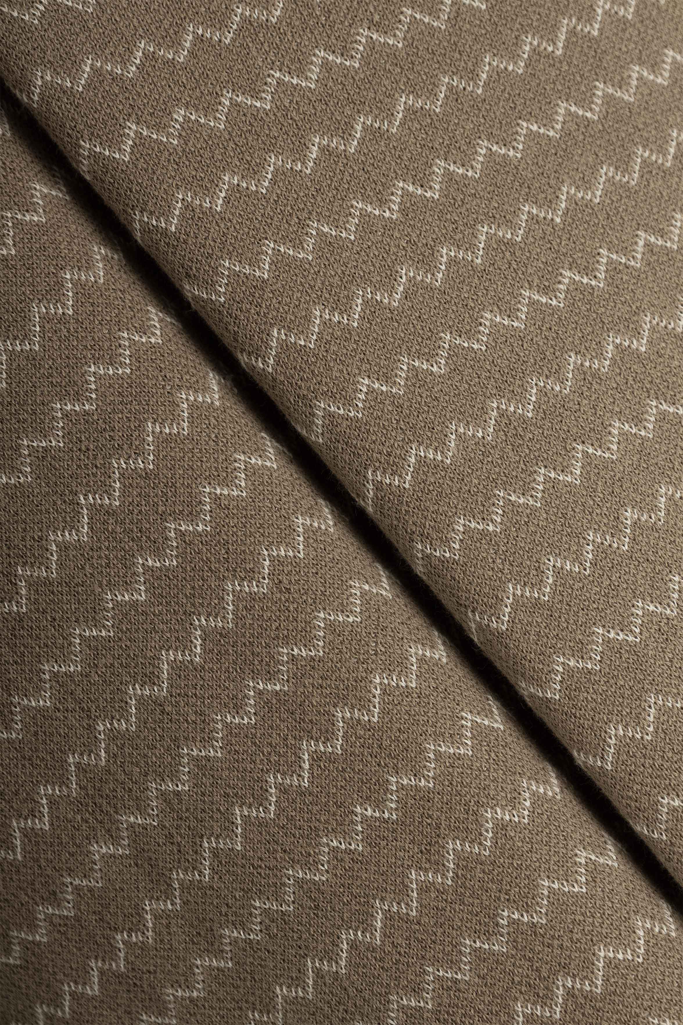 Mocha Striped Knitted V-Neck Polo Shirt