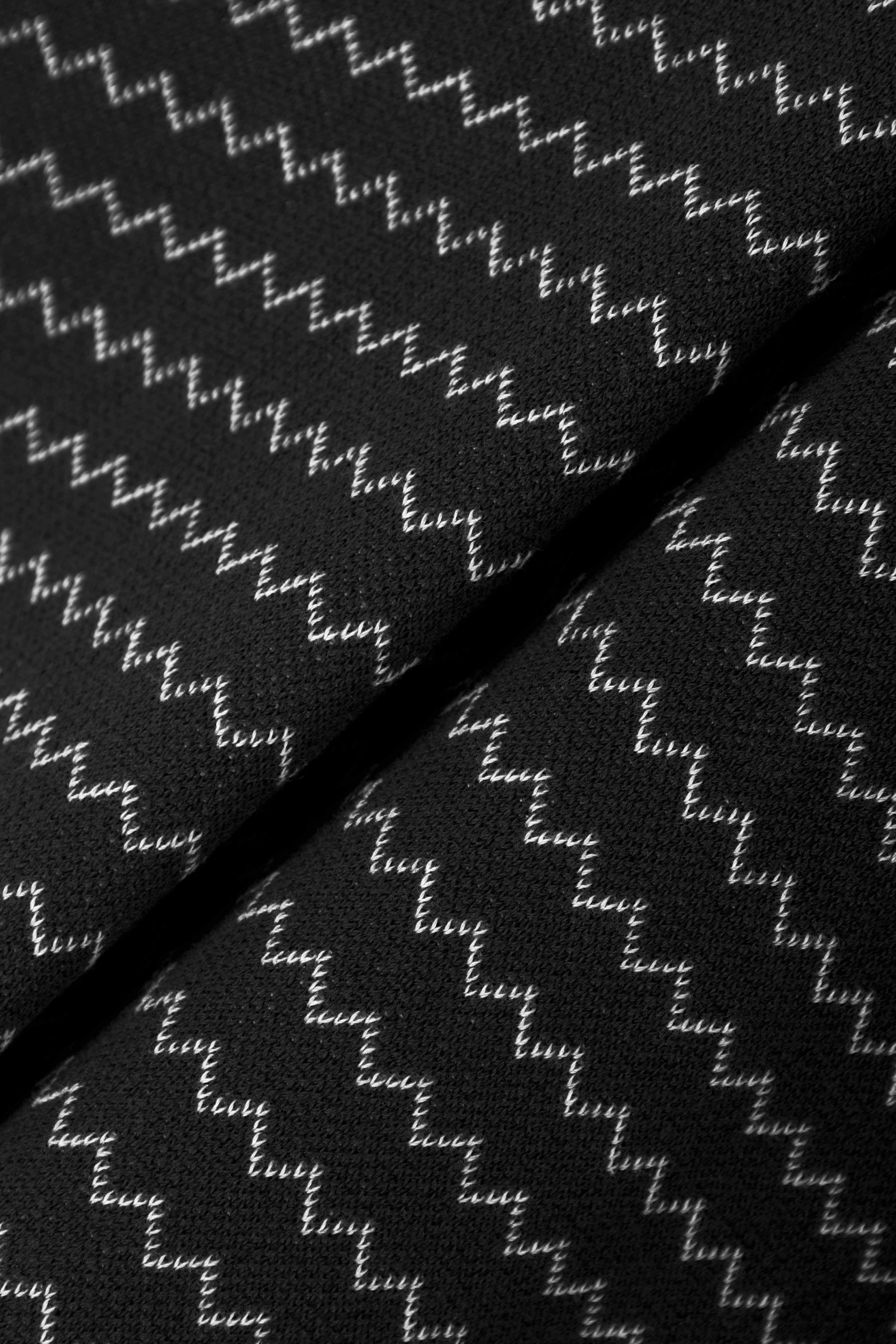 Black Striped Knitted V-Neck Polo Shirt