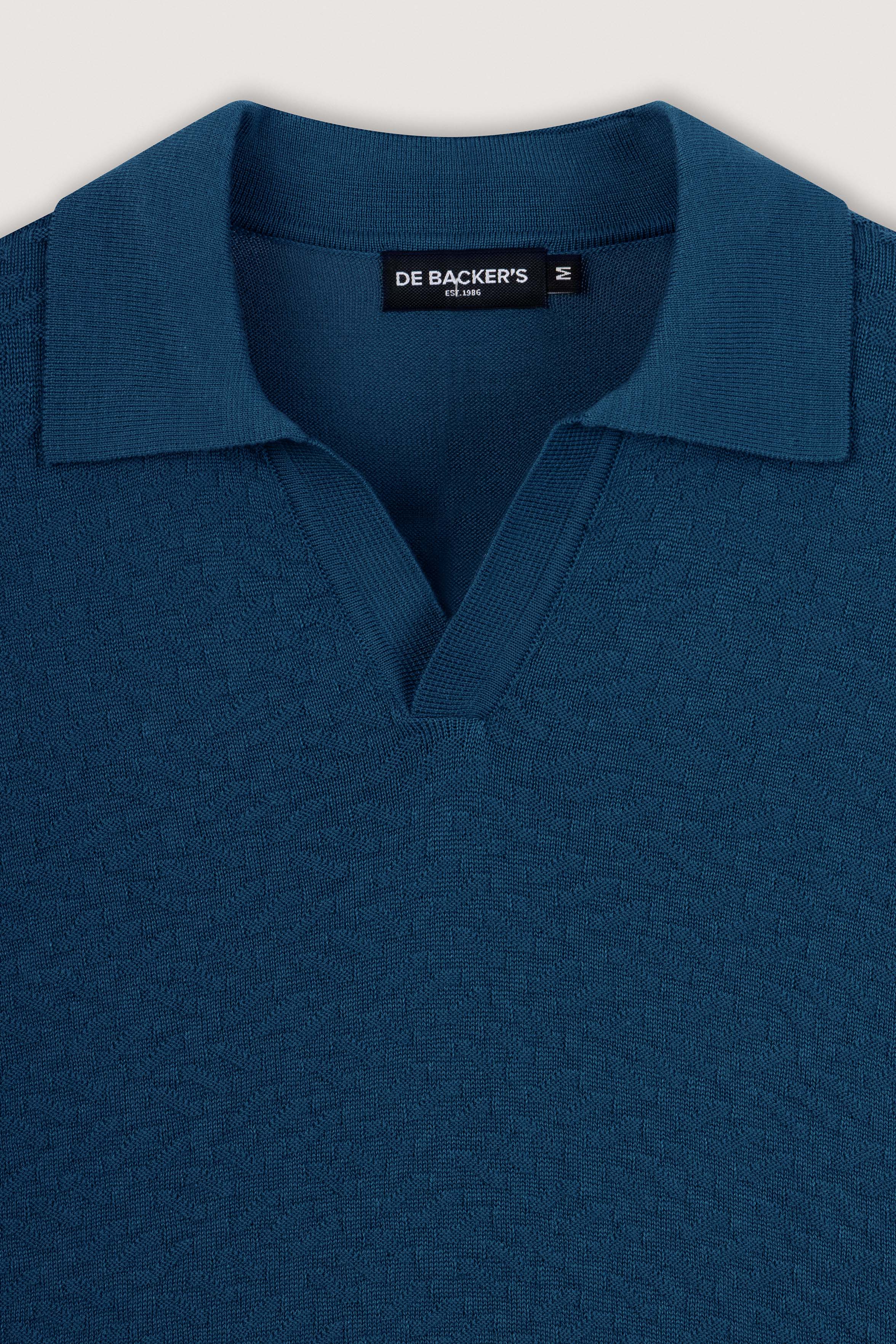Teal Blue Textured Knitted polo shirt