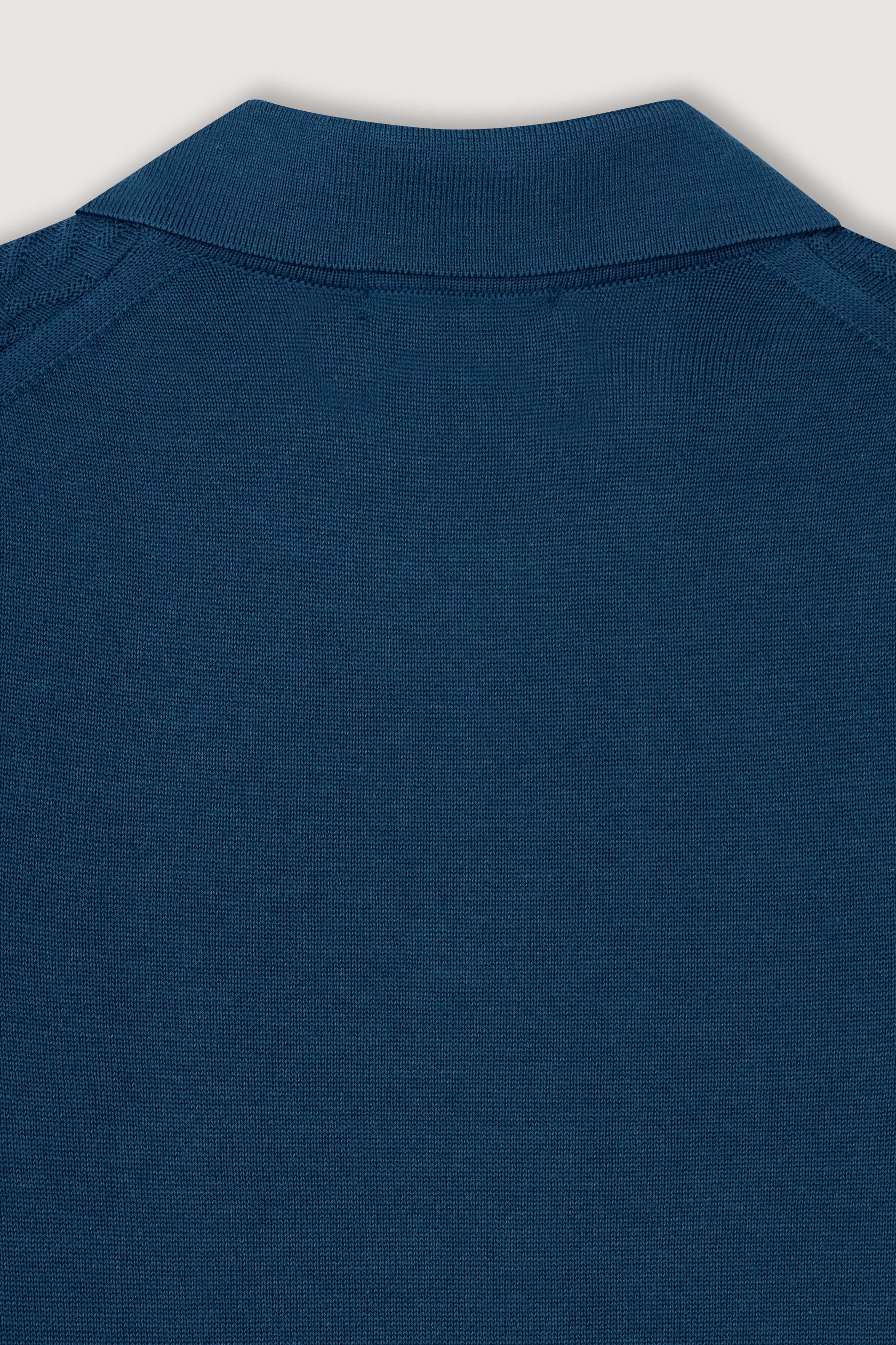 Teal Blue Textured Knitted polo shirt