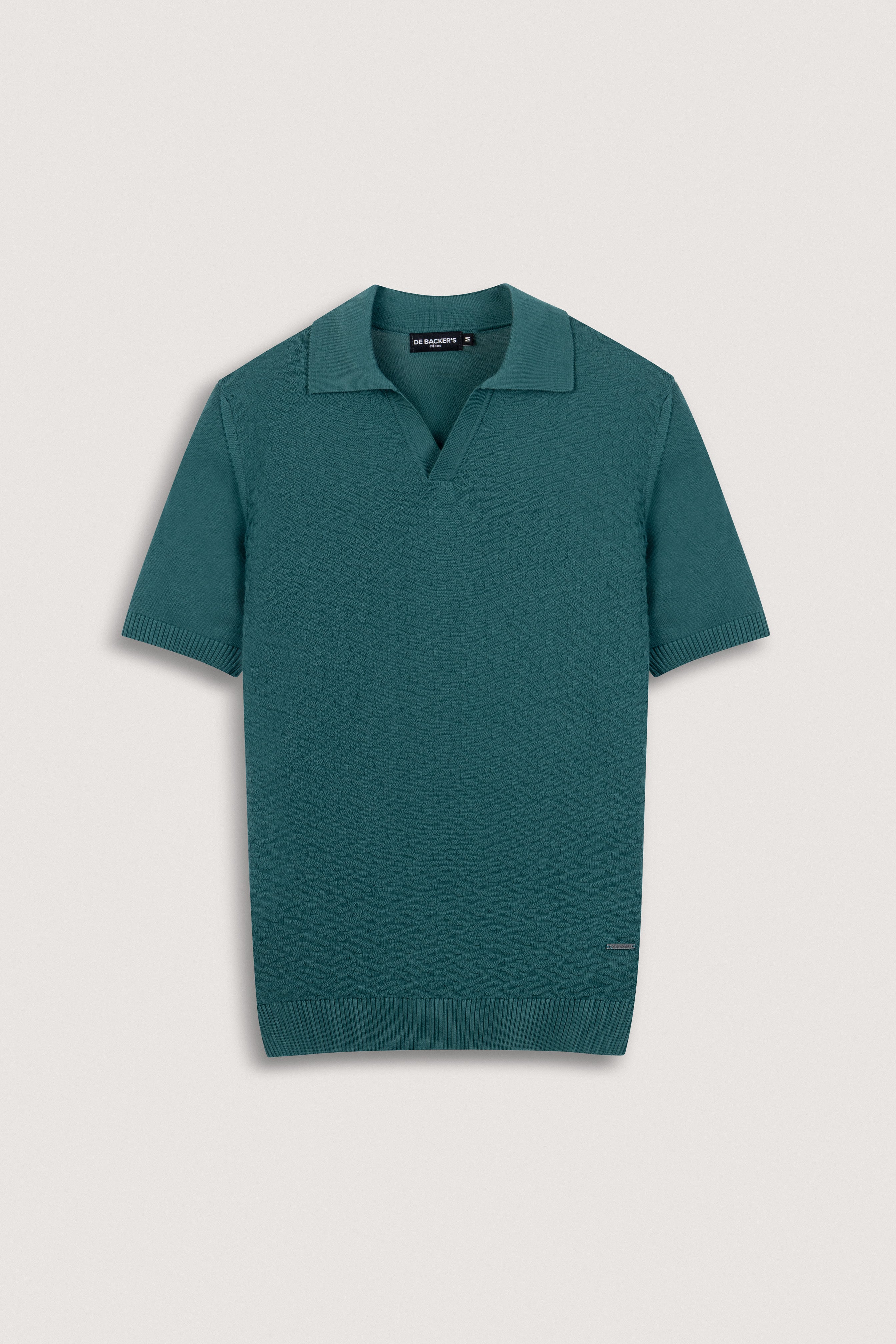 Dark Green Textured Knitted polo shirt