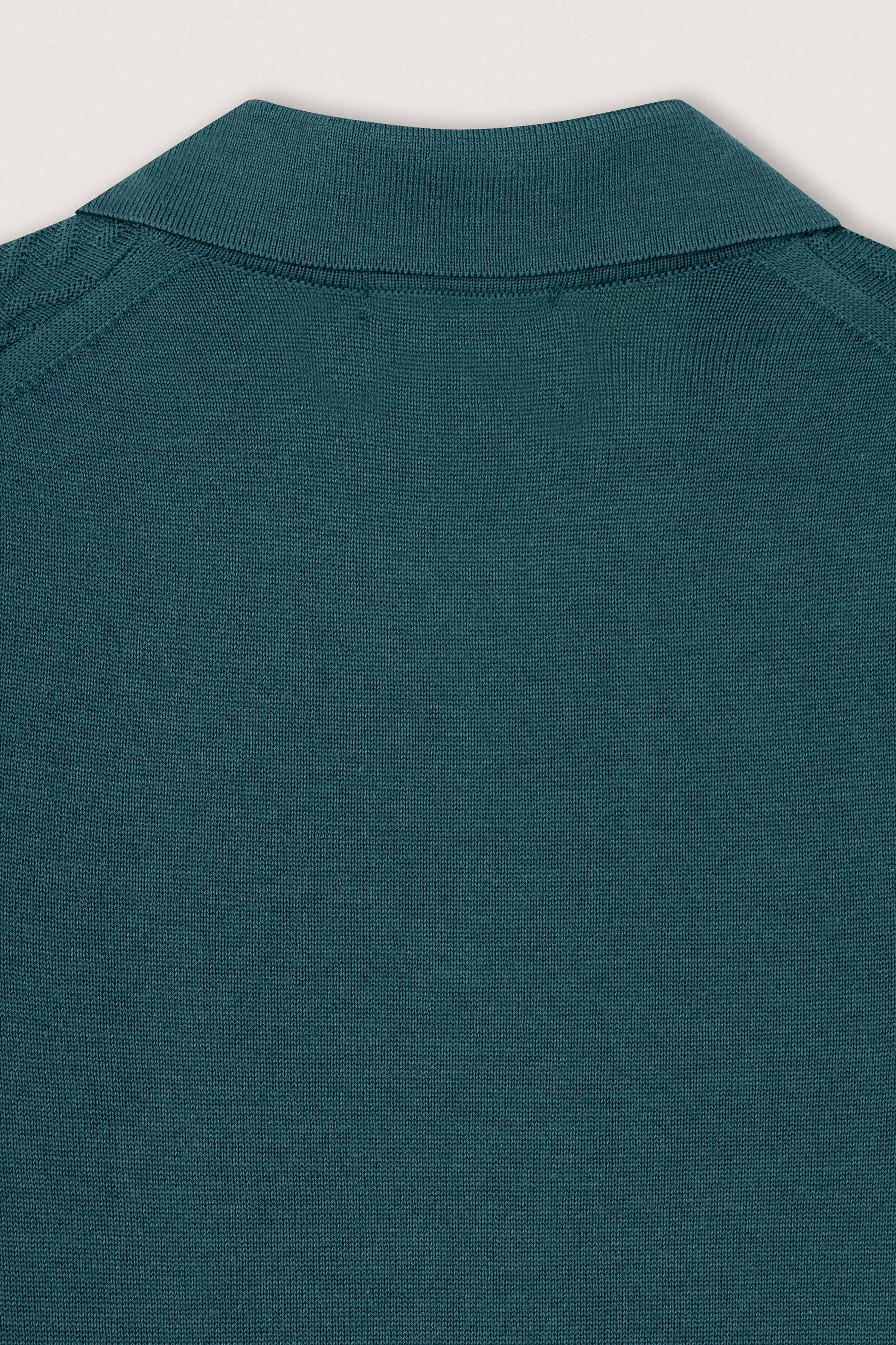 Dark Green Textured Knitted polo shirt