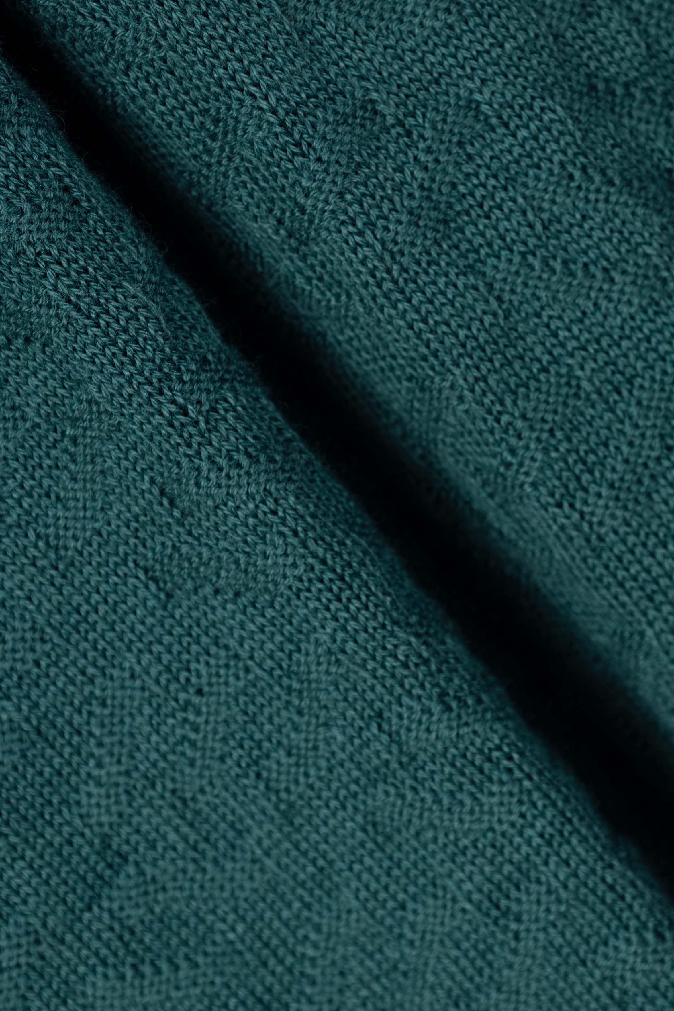 Dark Green Textured Knitted polo shirt
