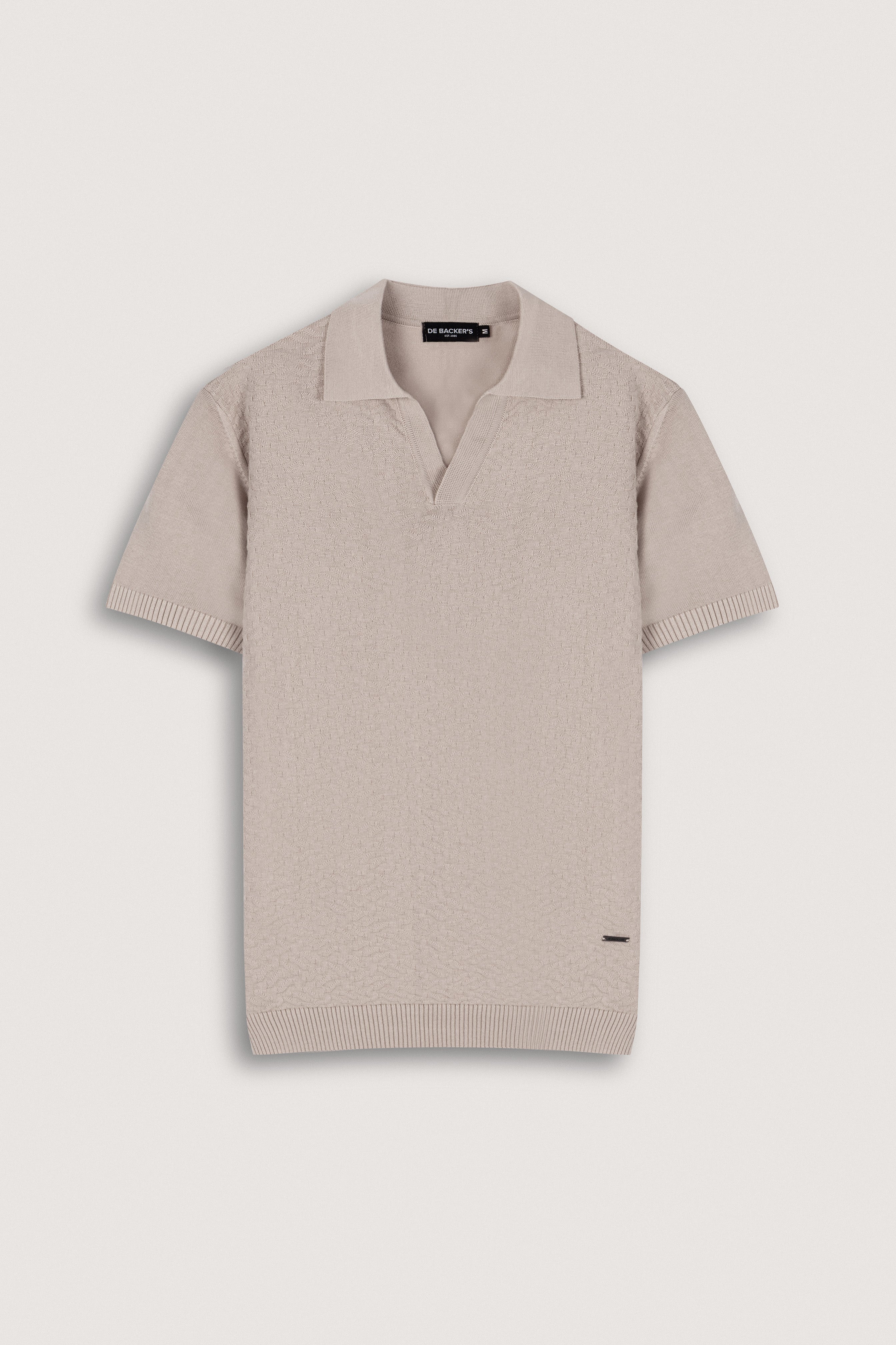 Light Beige Textured Knitted polo shirt
