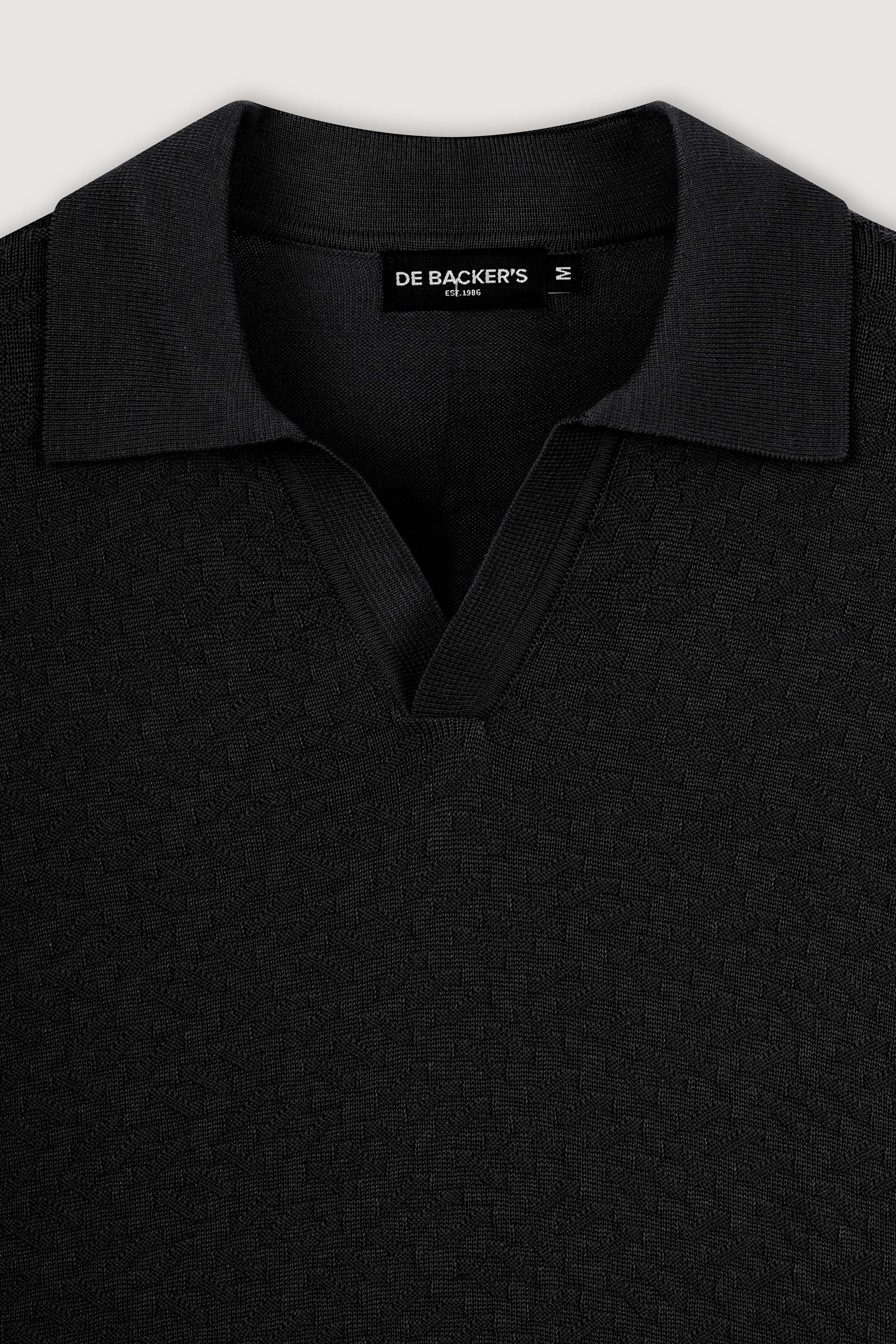 Black Textured Knitted polo shirt