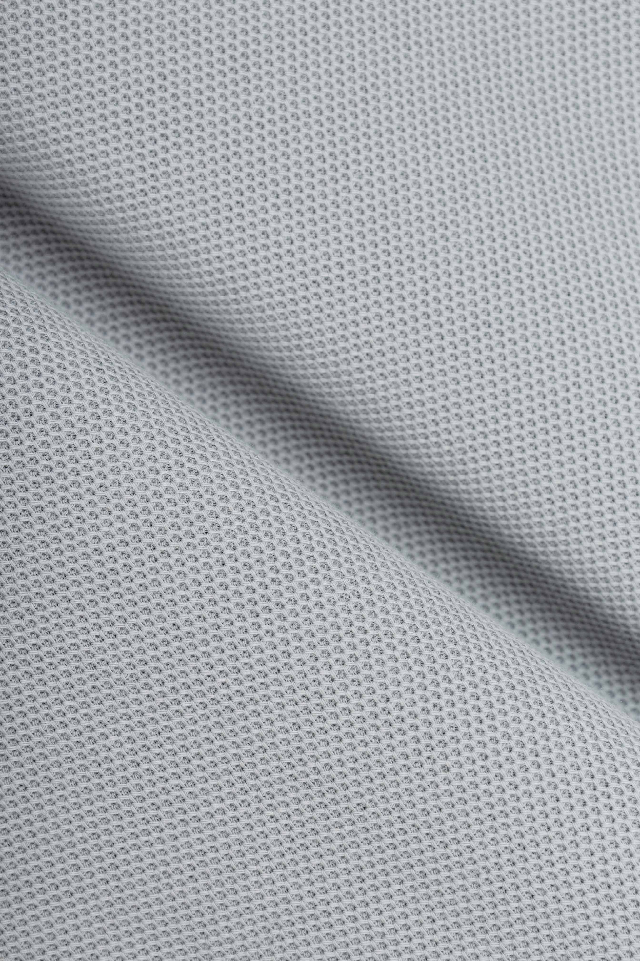 Gray Micro-Textured Zip-Up Polo