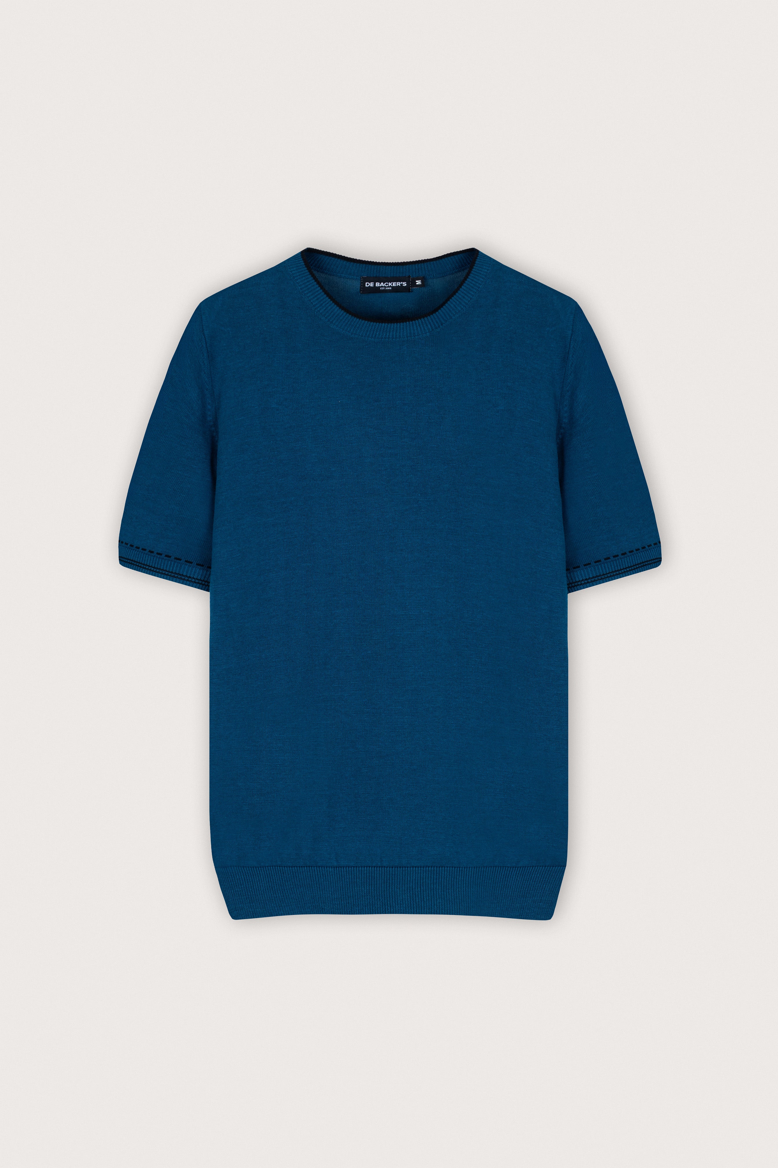 Navy knitted round neck t-shirt