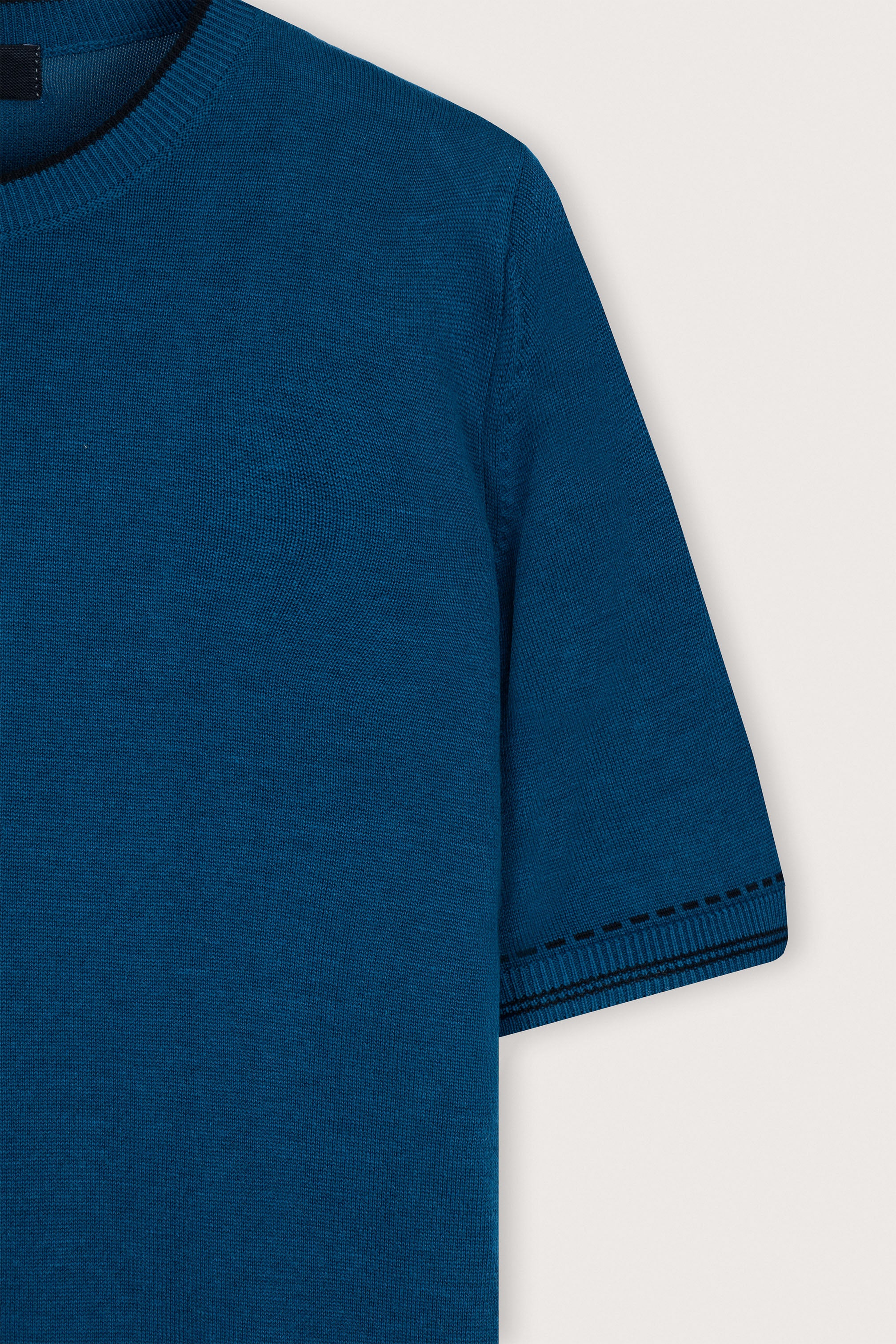 Navy knitted round neck t-shirt
