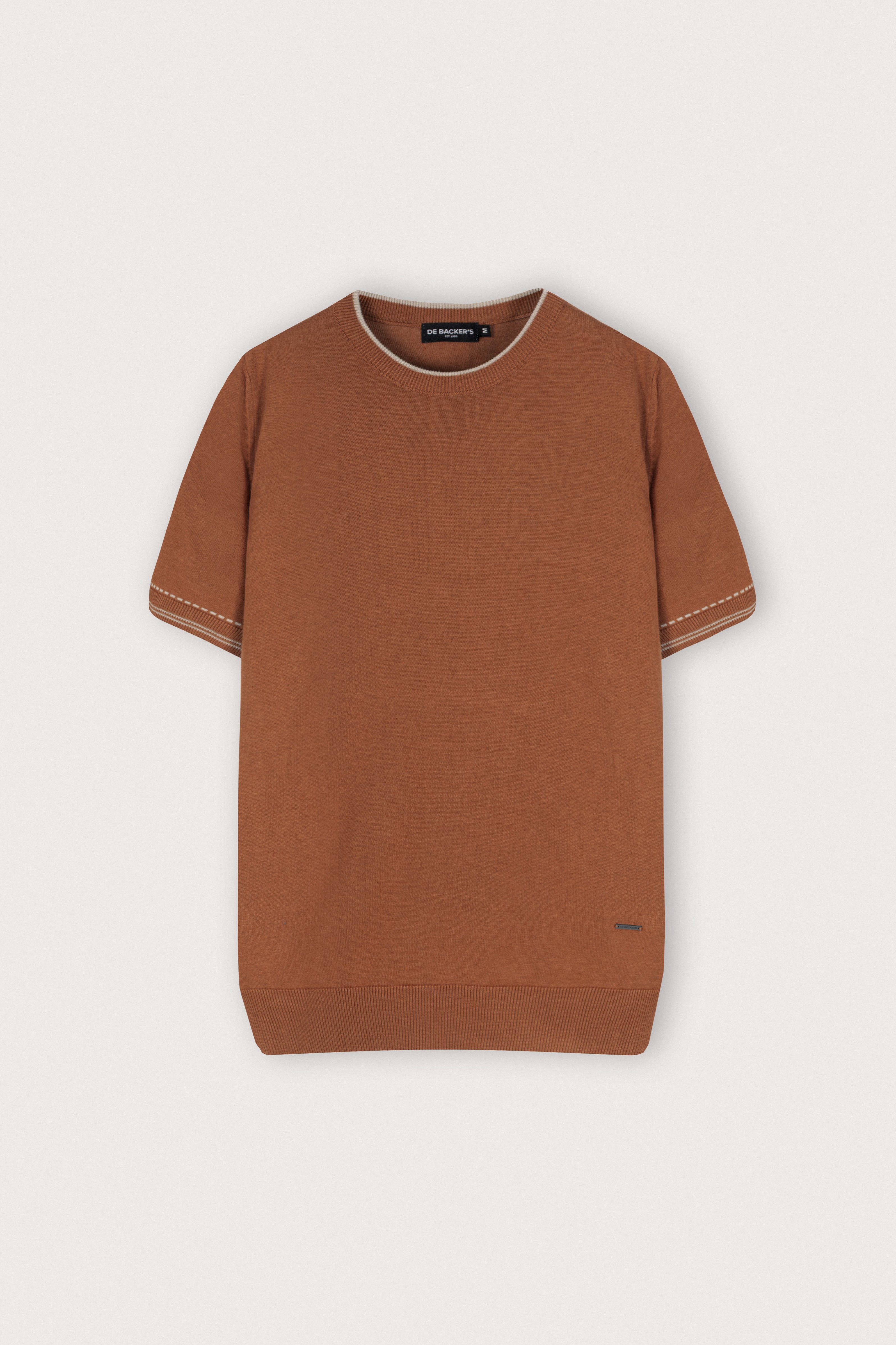 Brick knitted round neck t-shirt