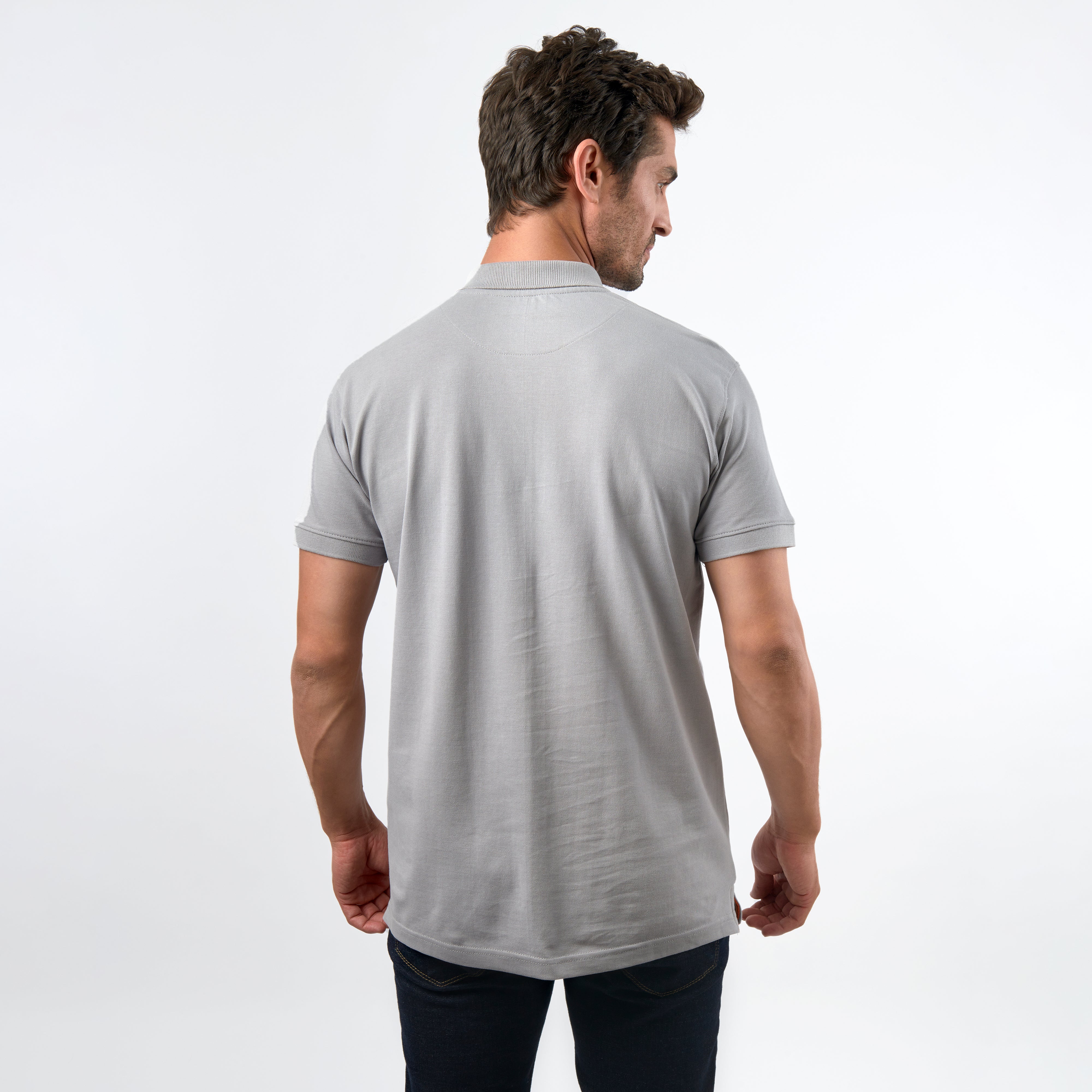 Pique Gray Cotton Polo