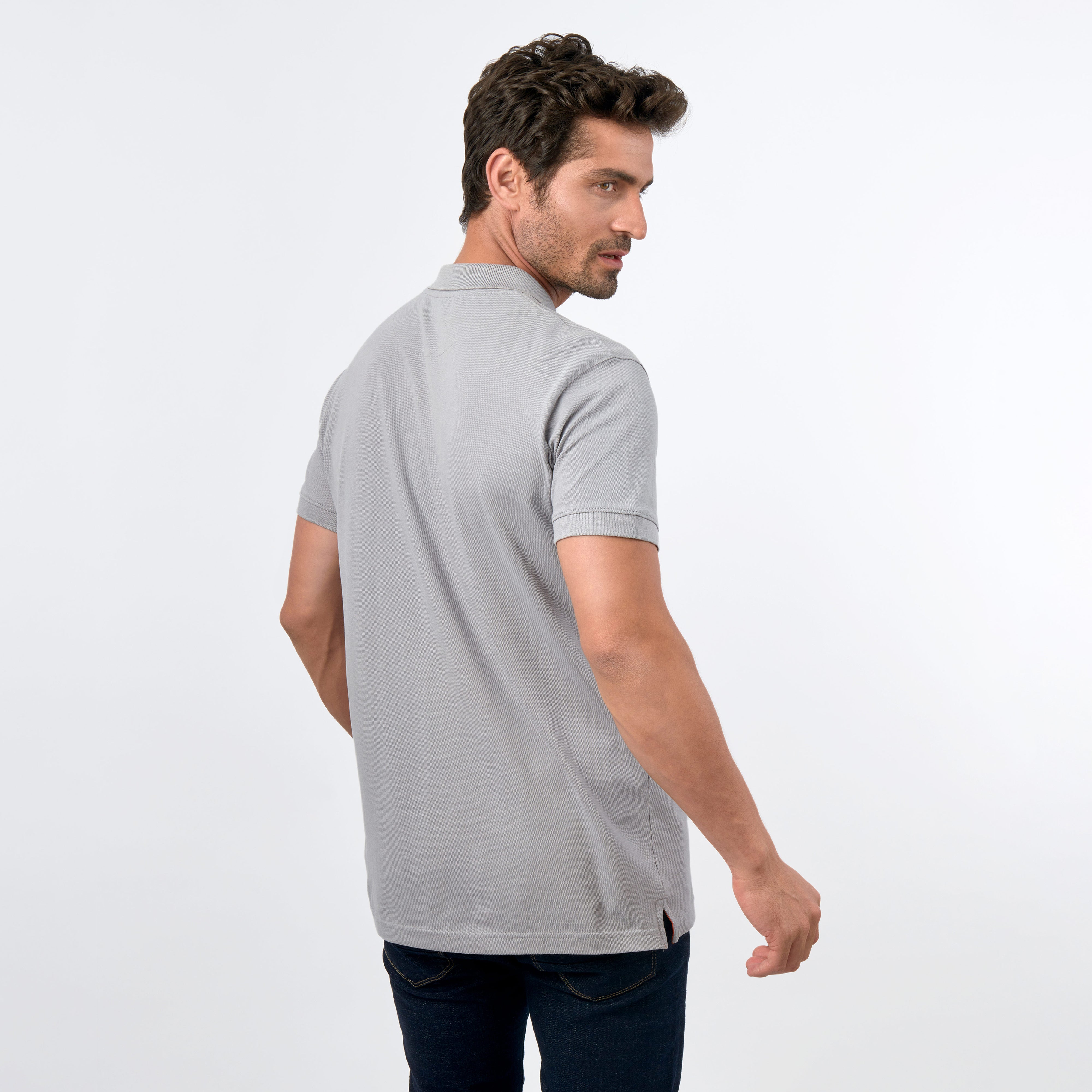 Pique Gray Cotton Polo