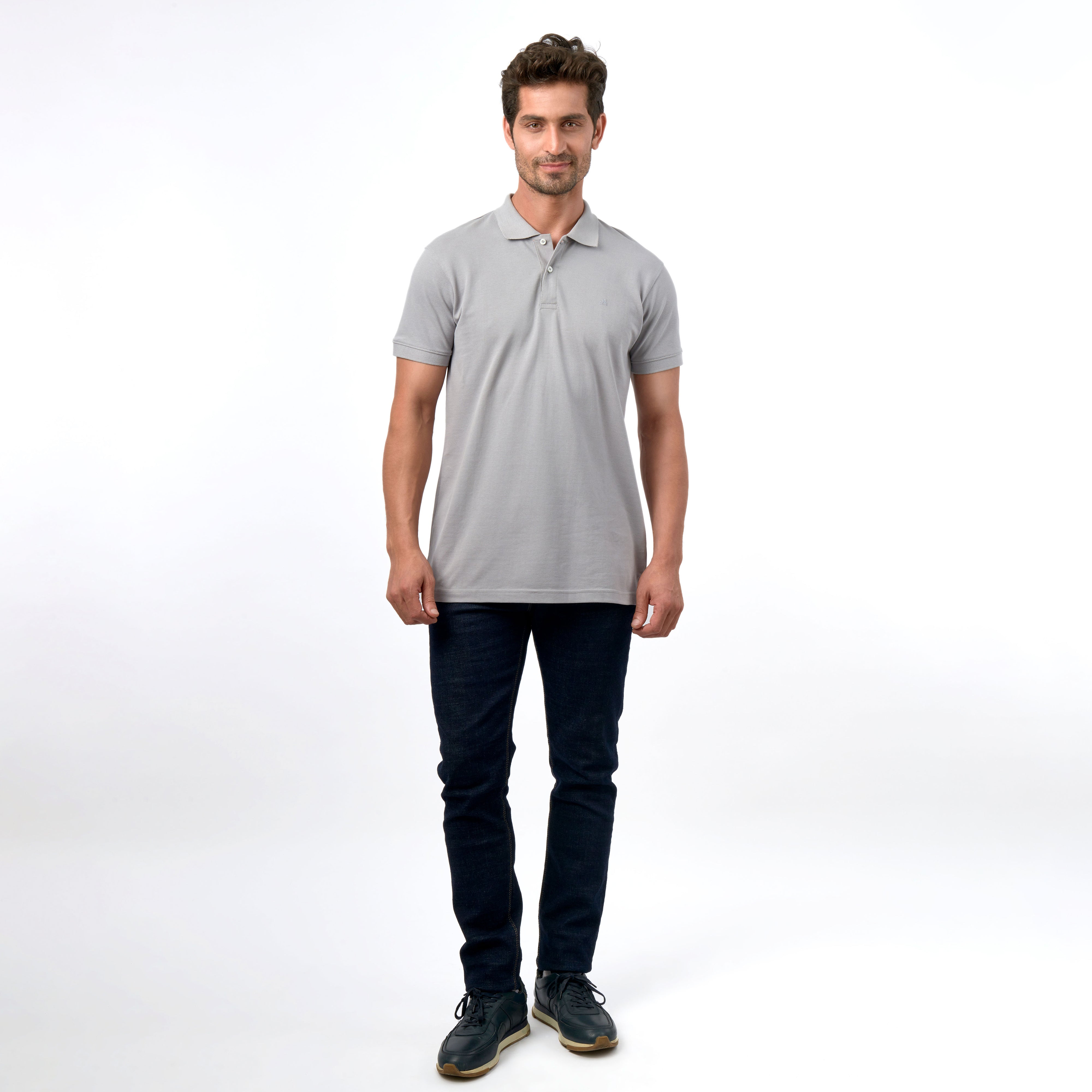 Pique Gray Cotton Polo