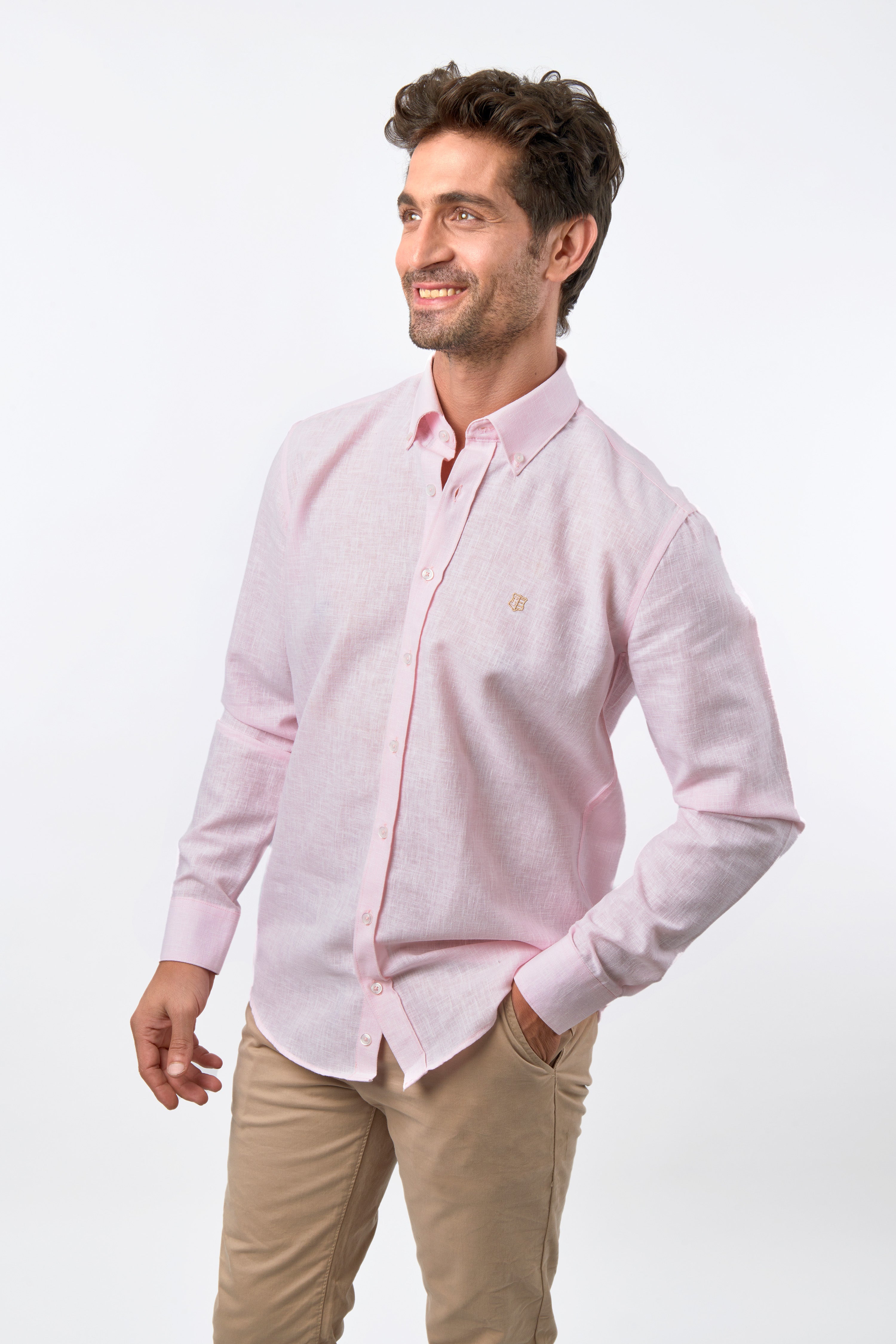 Jacquard Rose Linen Casual Shirt