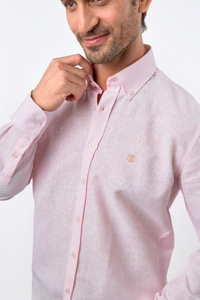 Jacquard Rose Linen Casual Shirt
