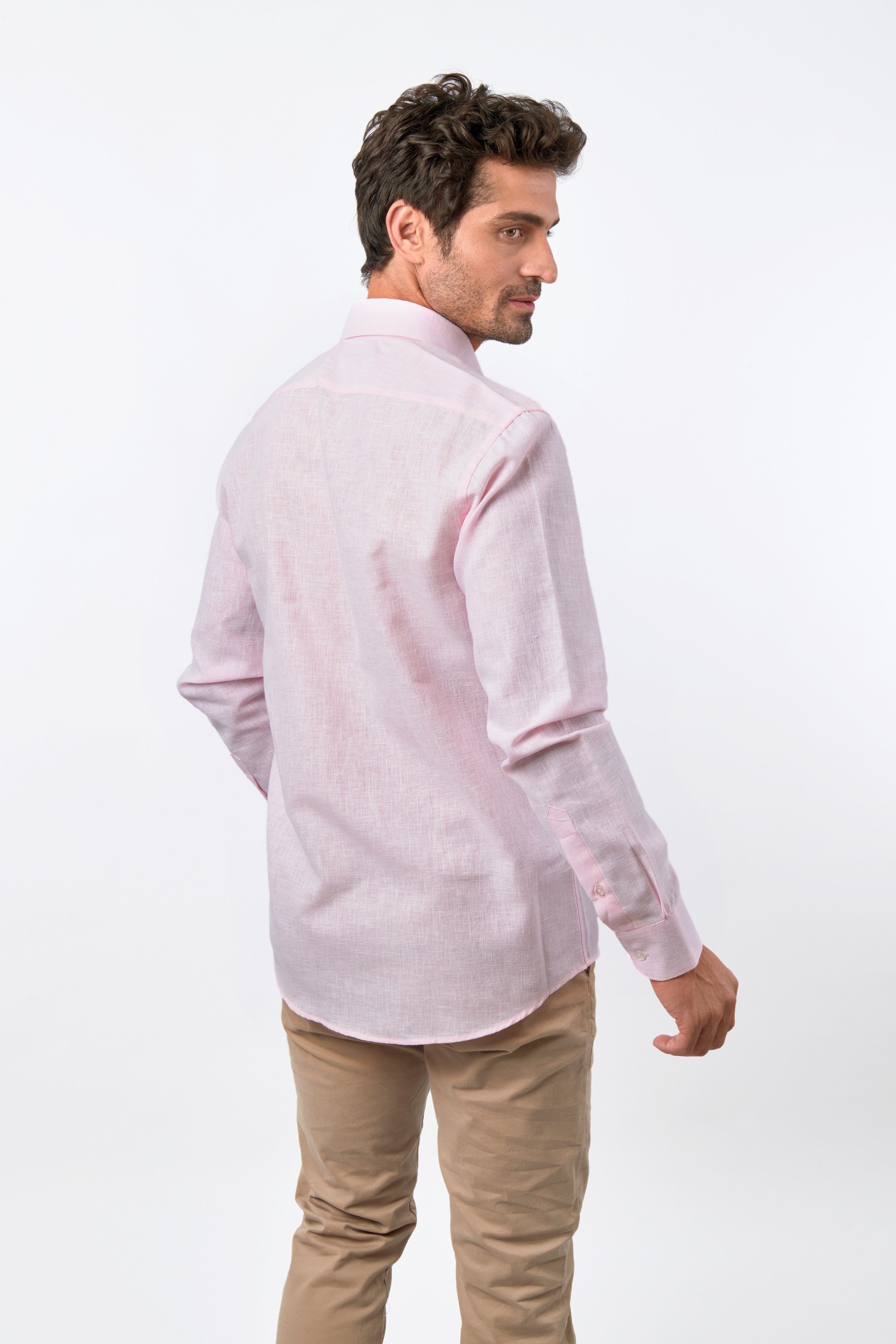 Jacquard Rose Linen Casual Shirt