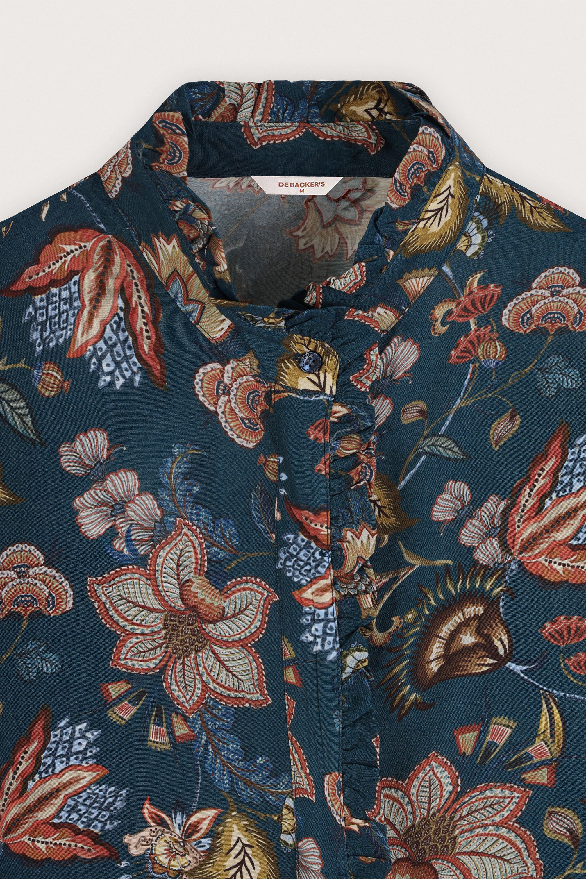 Dark Teal-Blue Floral Women's Shirt