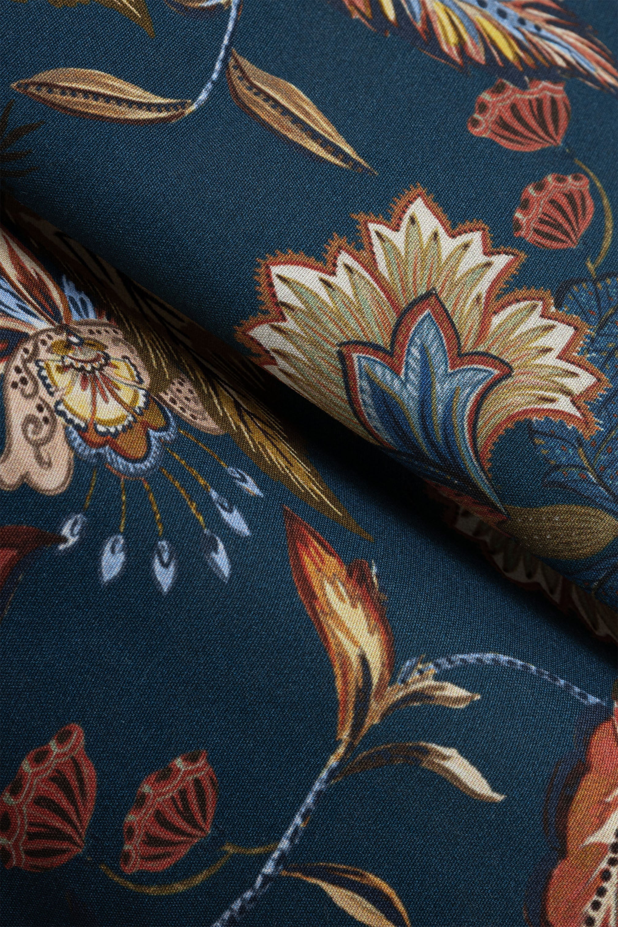Dark Teal-Blue Floral Women's Shirt
