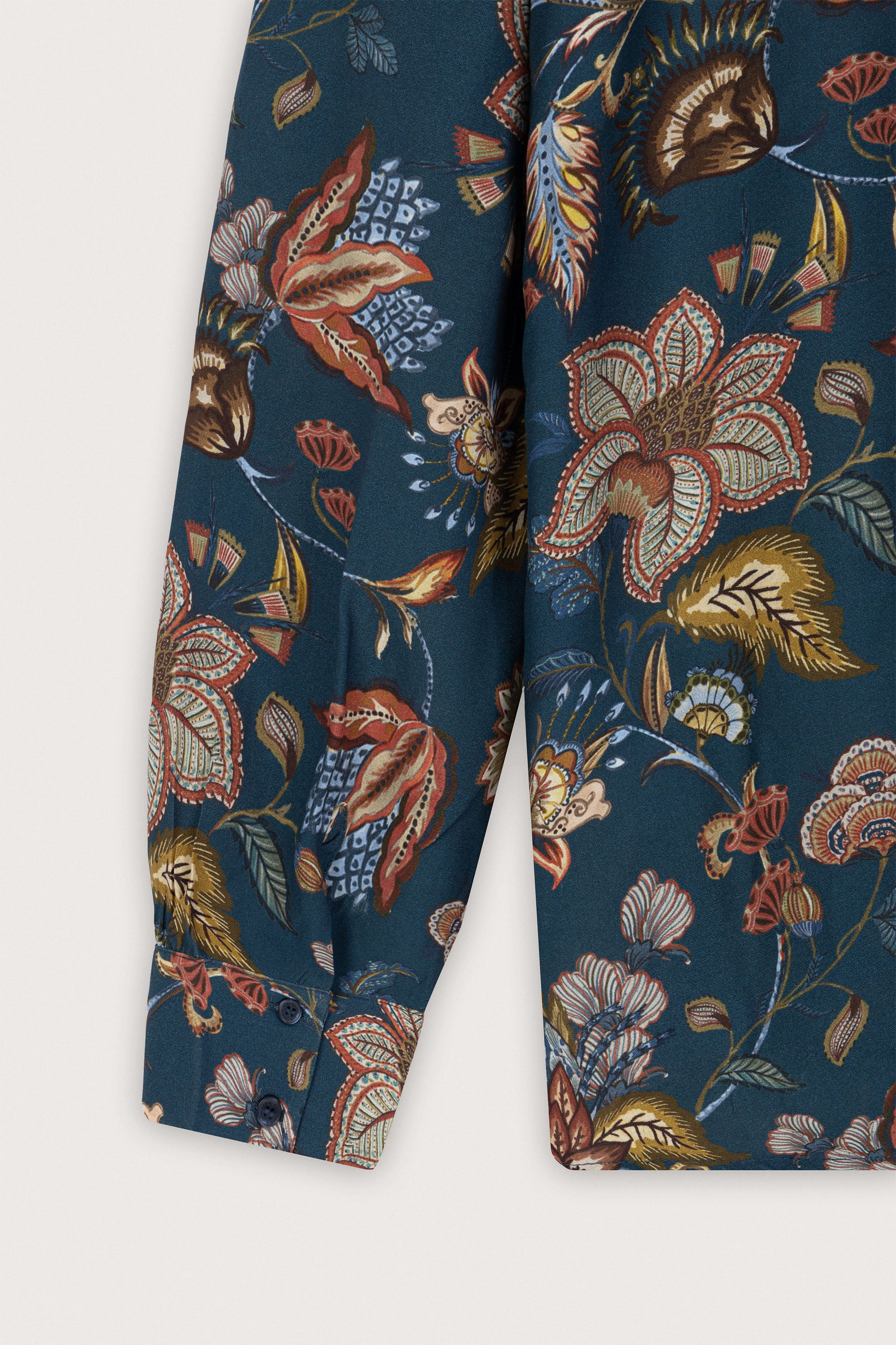 Dark Teal-Blue Floral Women's Shirt