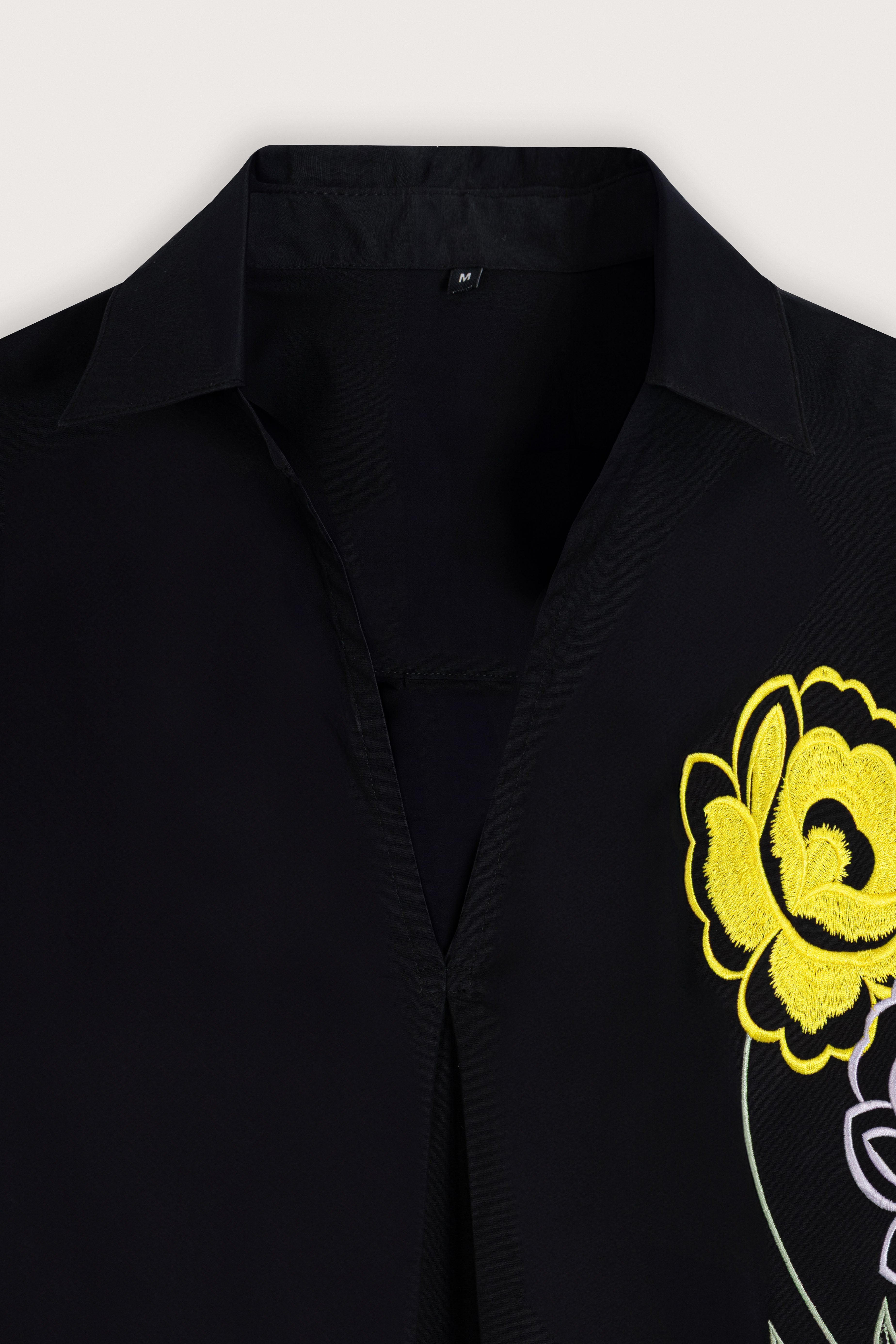 Black Embroidered Casual Women's Shirt