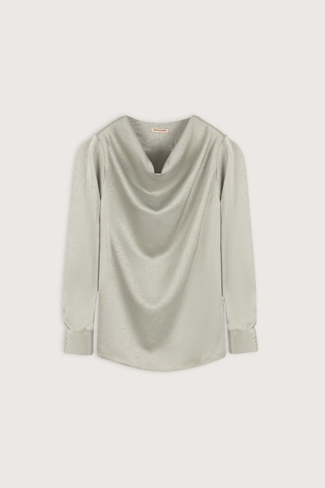 Light Olive Cowl-Neck Satin Blouse